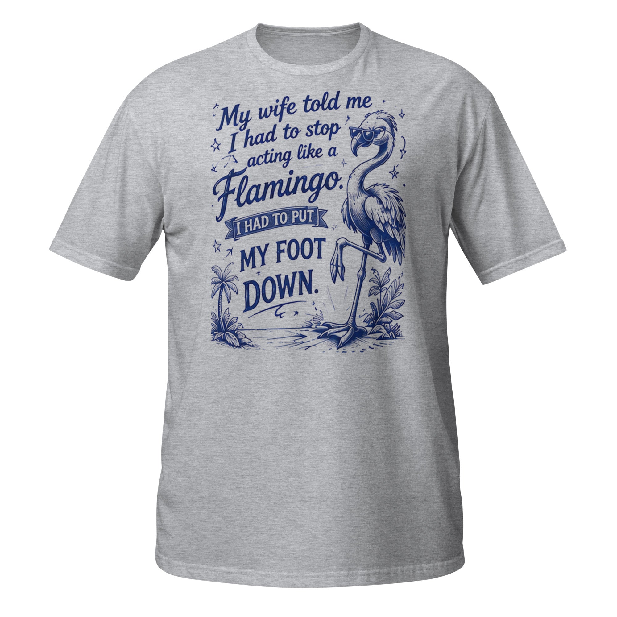 Flamingo Foot Down Tee - Sketchline Tees blue ink doodle T-shirt
