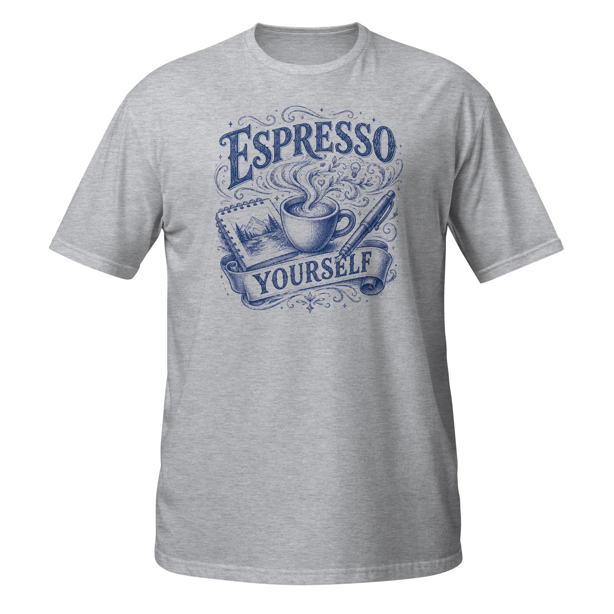 Espresso Yourself Tee - Sketchline Tees blue ink doodle T-shirt