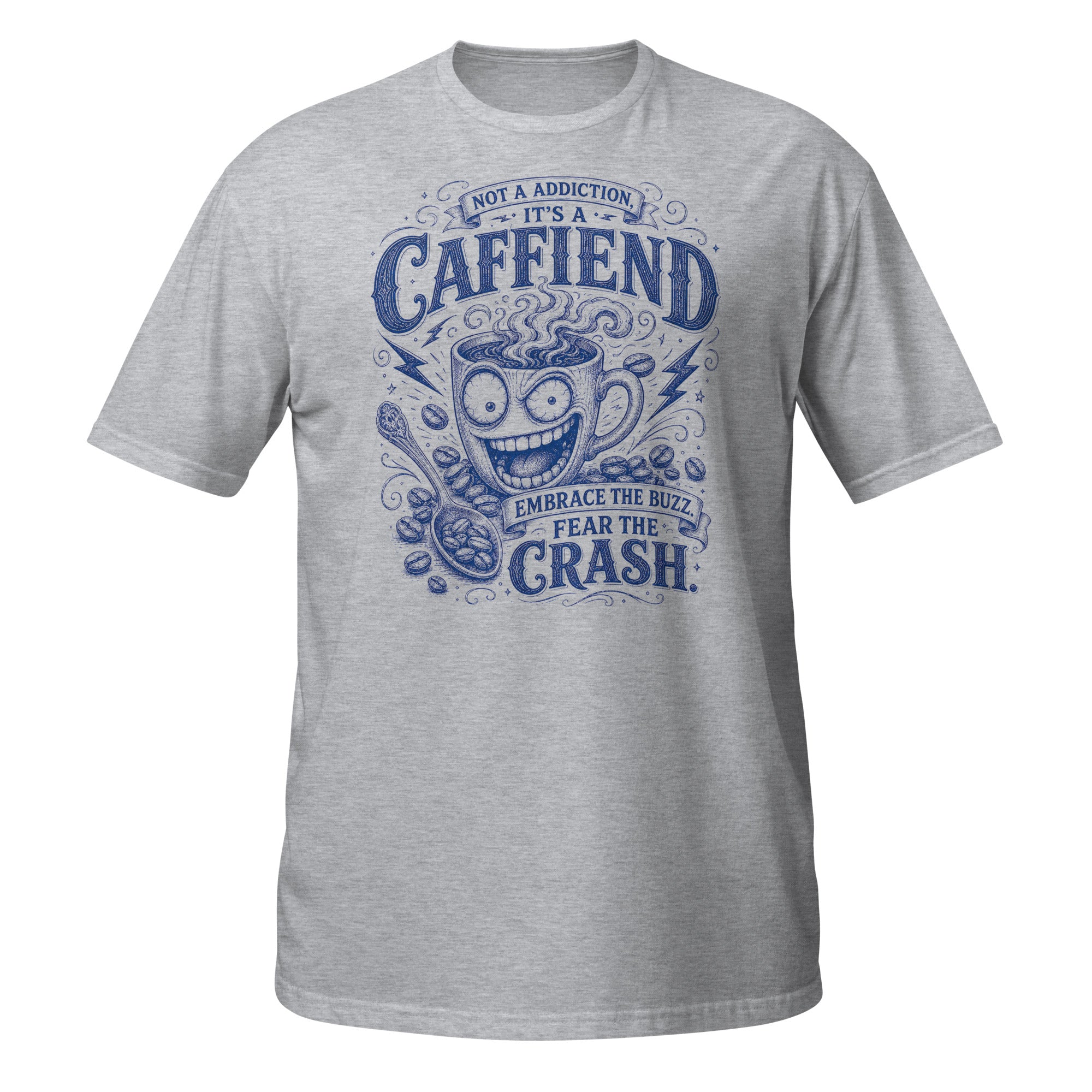 Caffiend Tee - Sketchline Tees blue ink doodle T-shirt