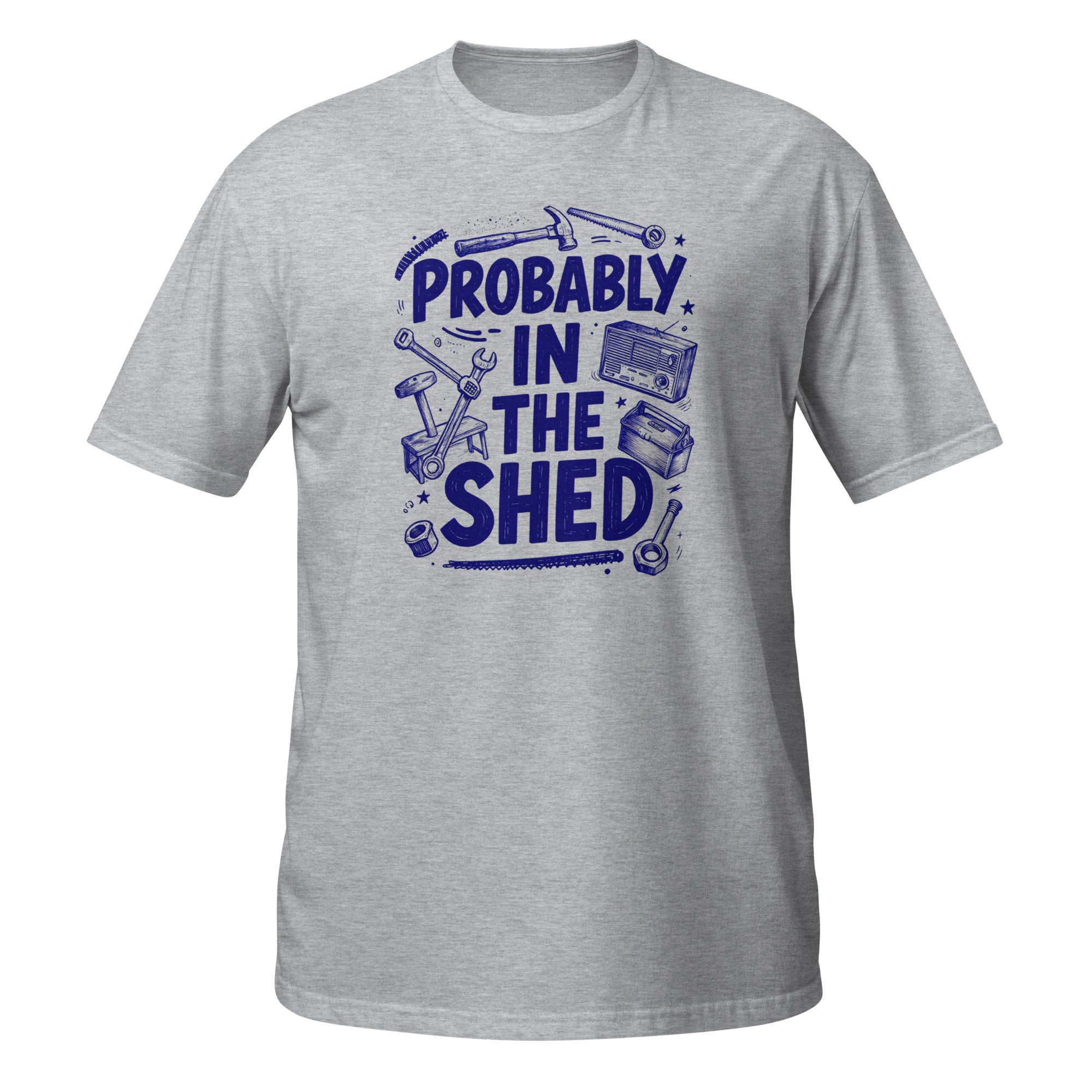 Probably in the Shed Tee - Sketchline Tees blue ink doodle T-shirt