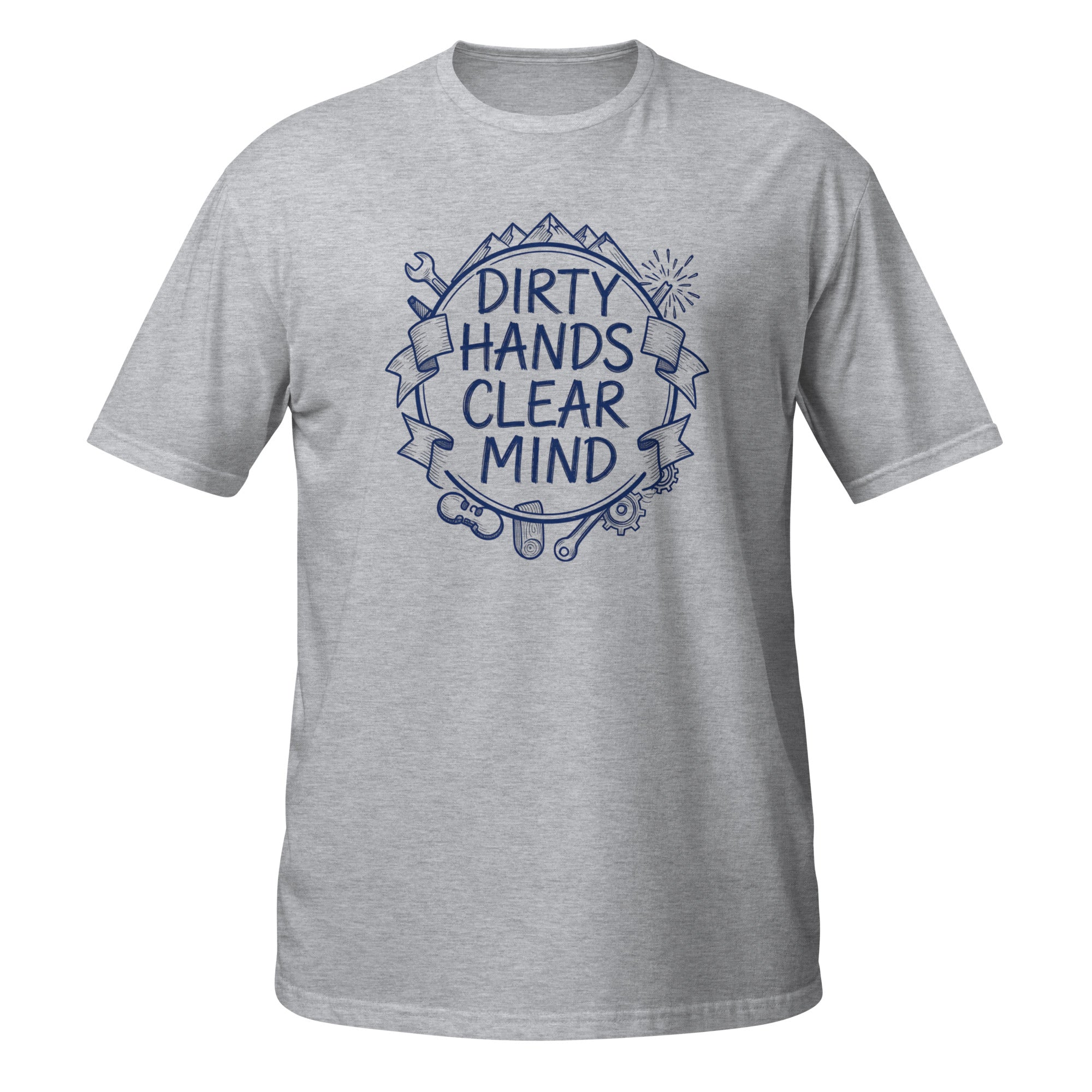 Dirty Hands, Clear Mind Tee - Sketchline Tees blue ink doodle T-shirt