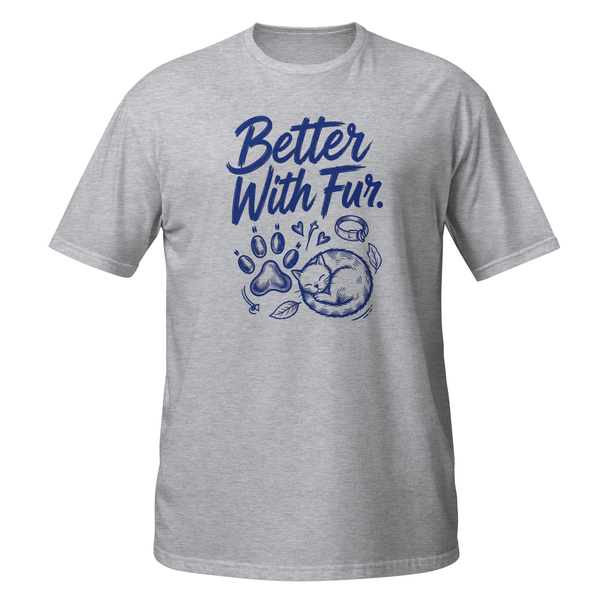 Better With Fur Tee - Sketchline Tees blue ink doodle T-shirt