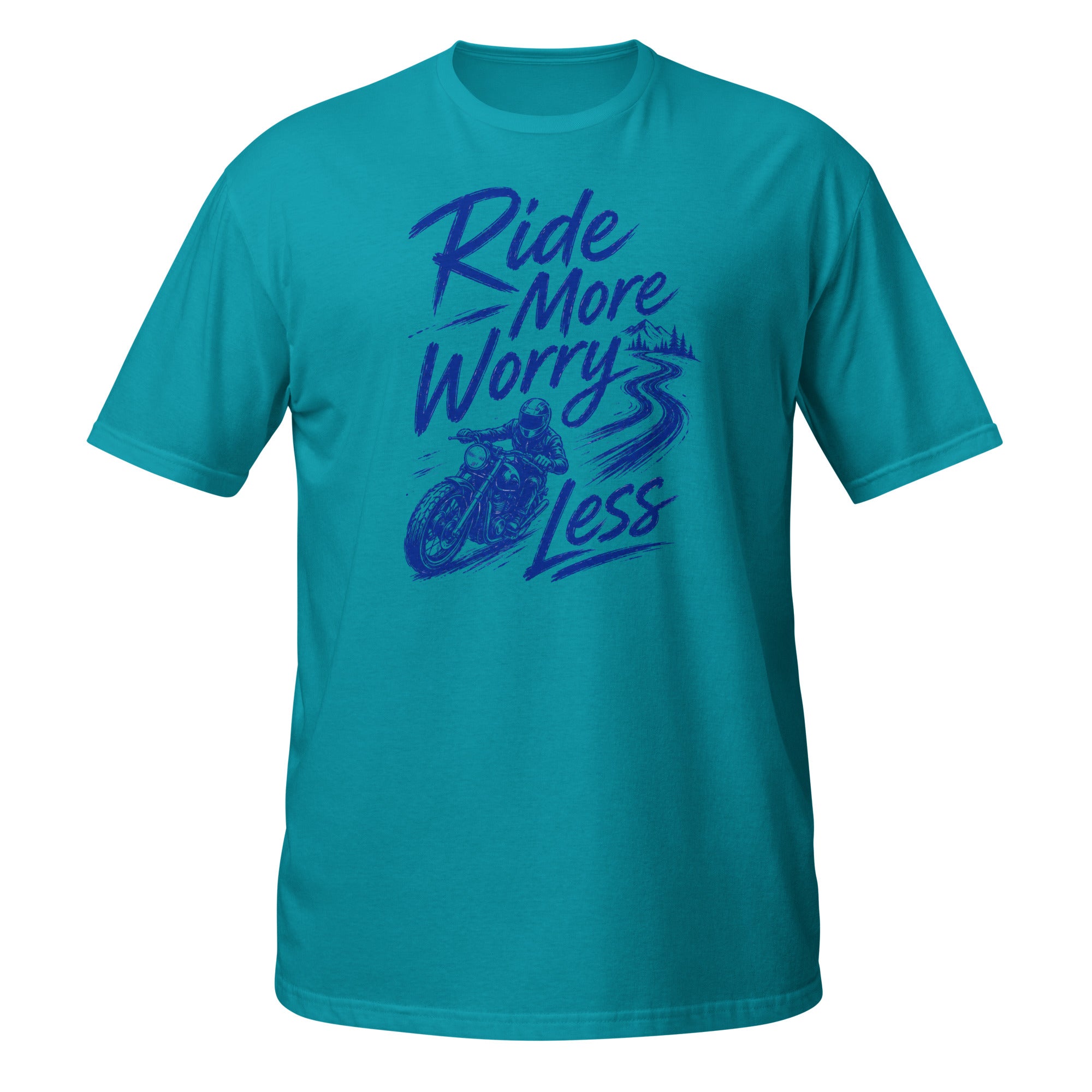 Ride More, Worry Less Tee - Sketchline Tees blue ink doodle T-shirt