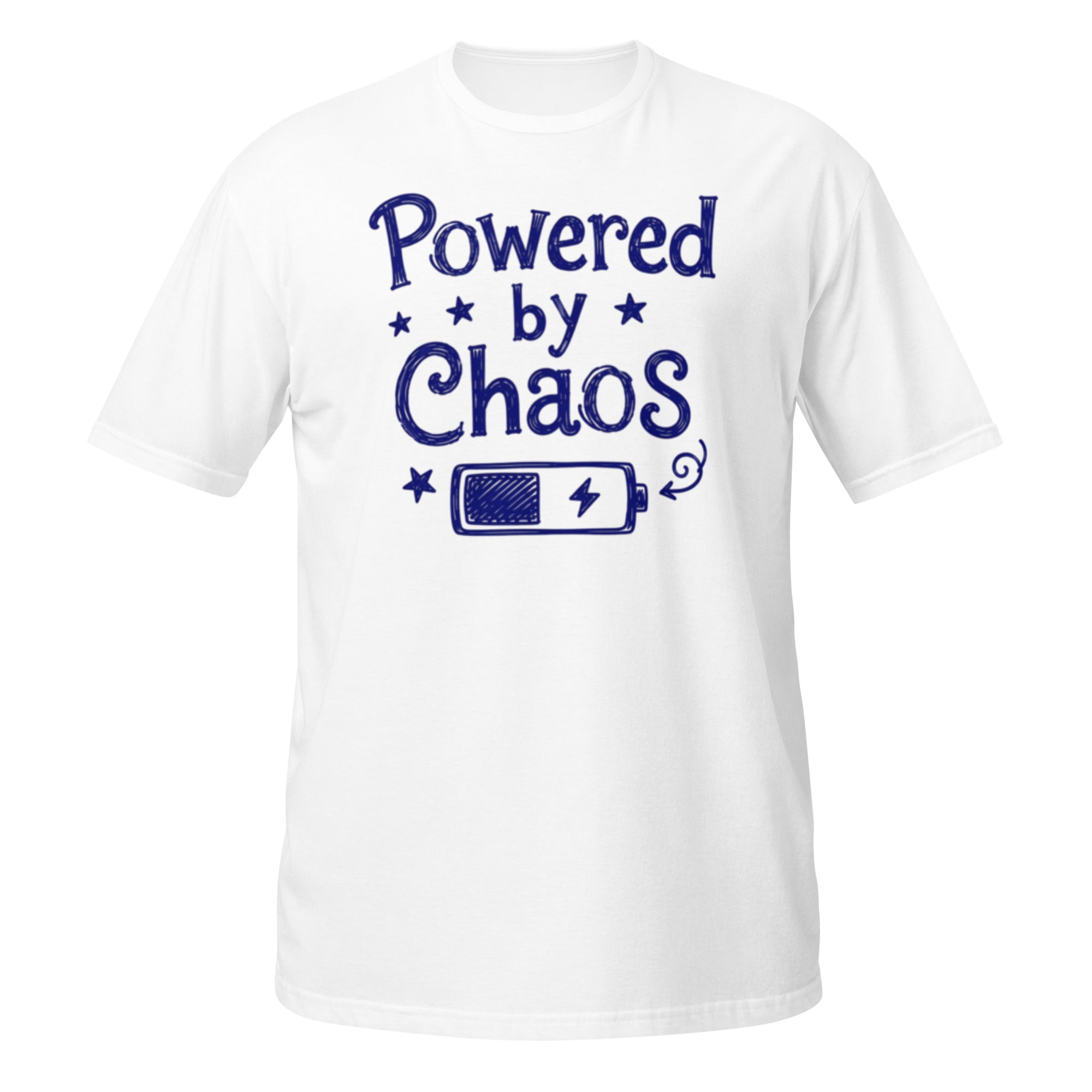 Powered by Chaos Tee - Sketchline Tees blue ink doodle T-shirt