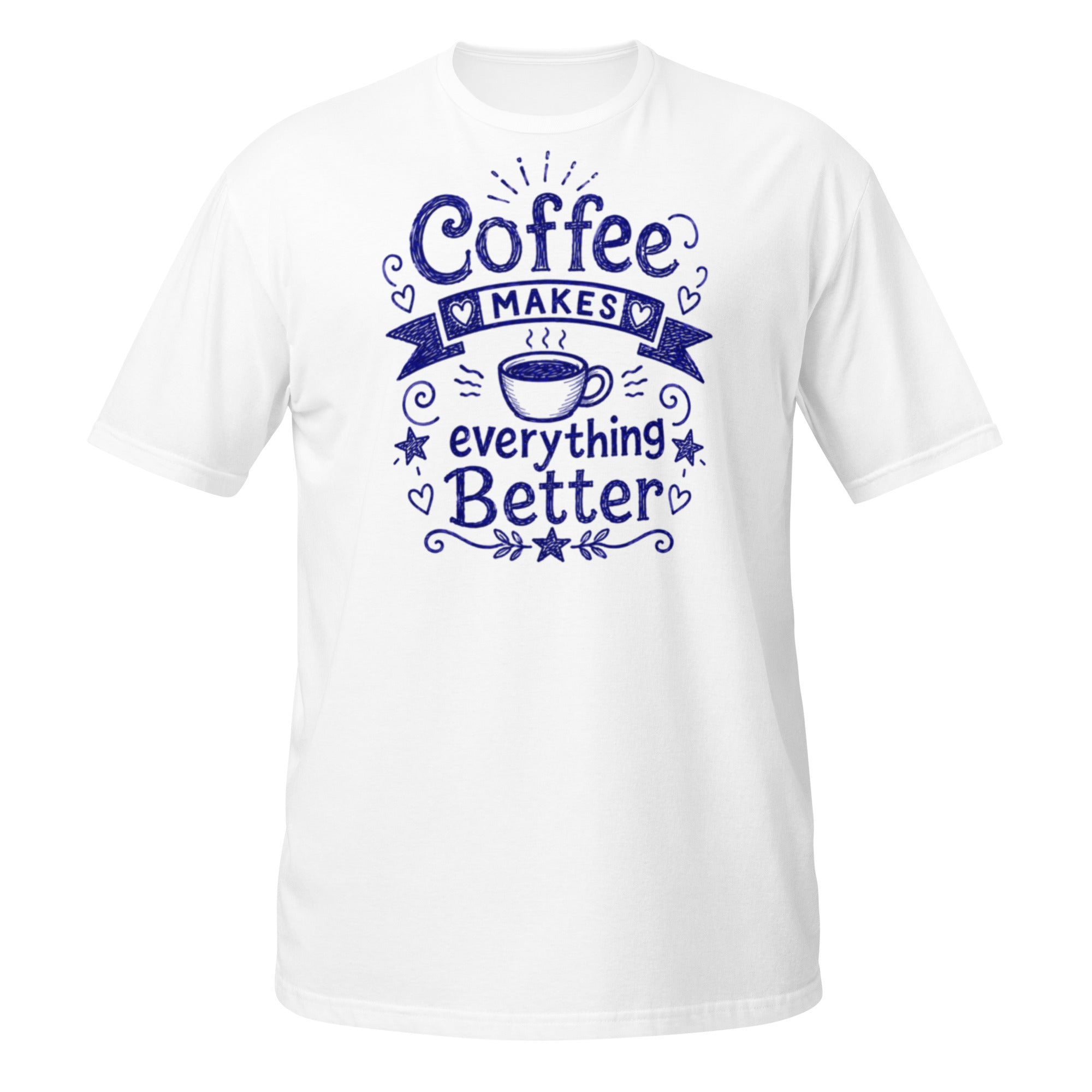 Coffee Makes Everything Better Tee - Sketchline Tees blue ink doodle T-shirt
