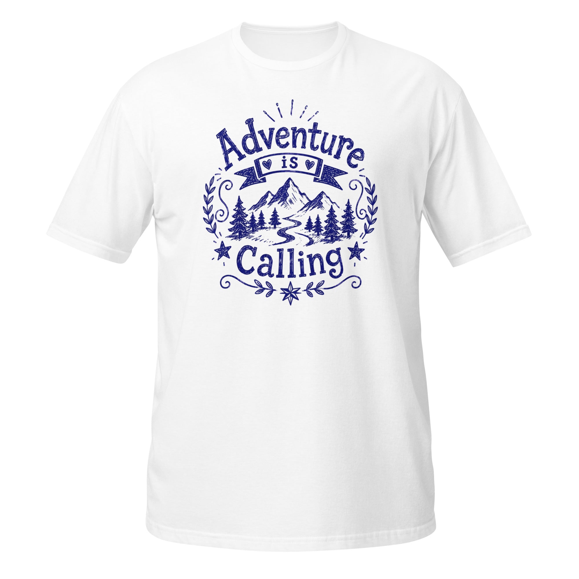 Adventure Is Calling Tee - Sketchline Tees blue ink doodle T-shirt