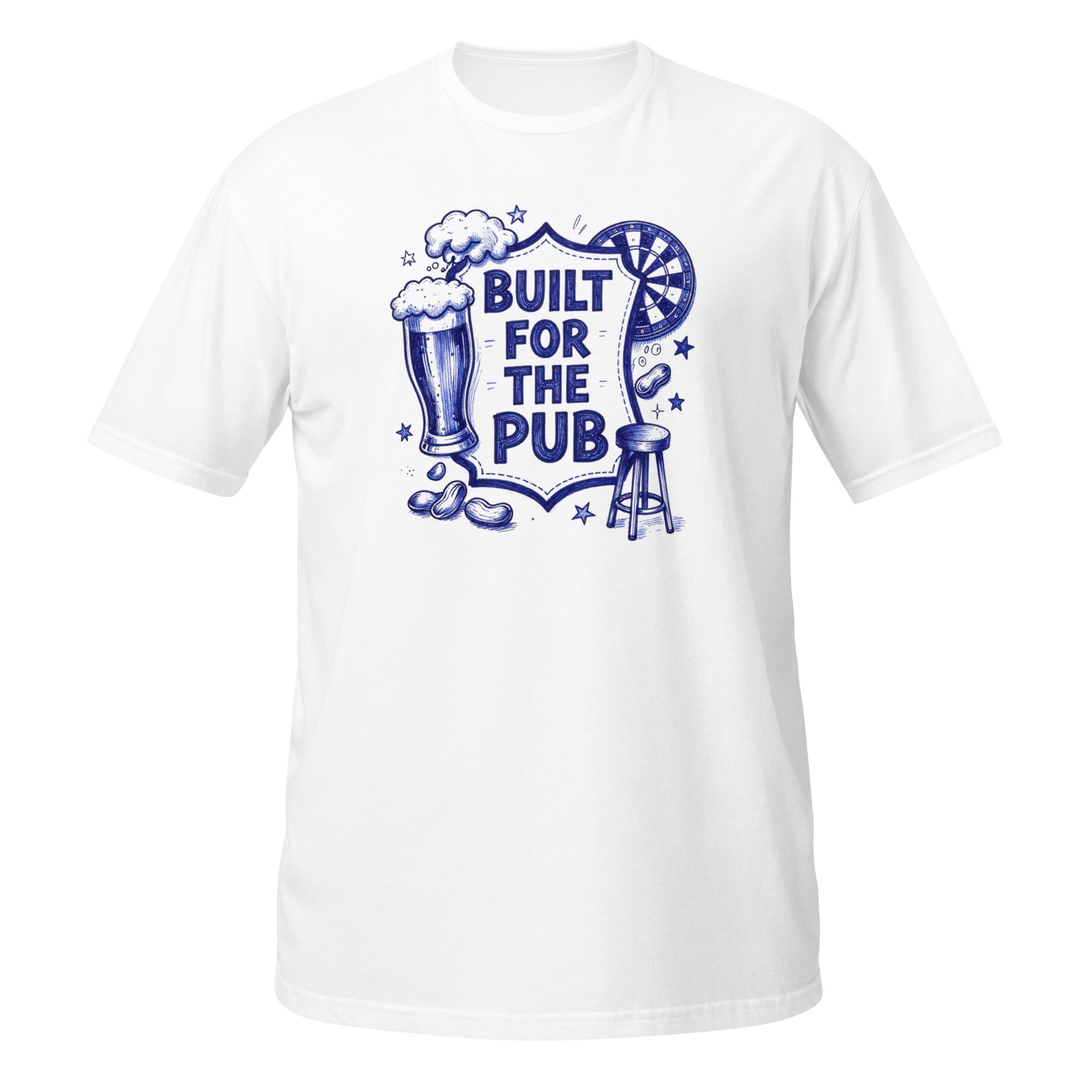 Built for the Pub Tee - Sketchline Tees blue ink doodle T-shirt