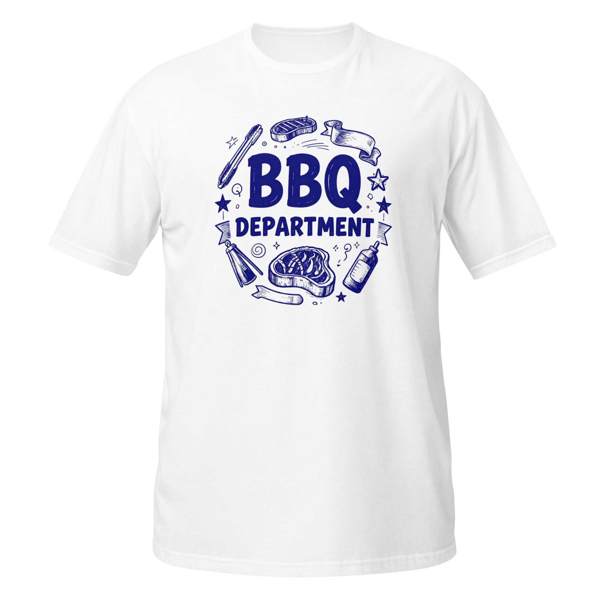BBQ Department Tee - Sketchline Tees blue ink doodle T-shirt