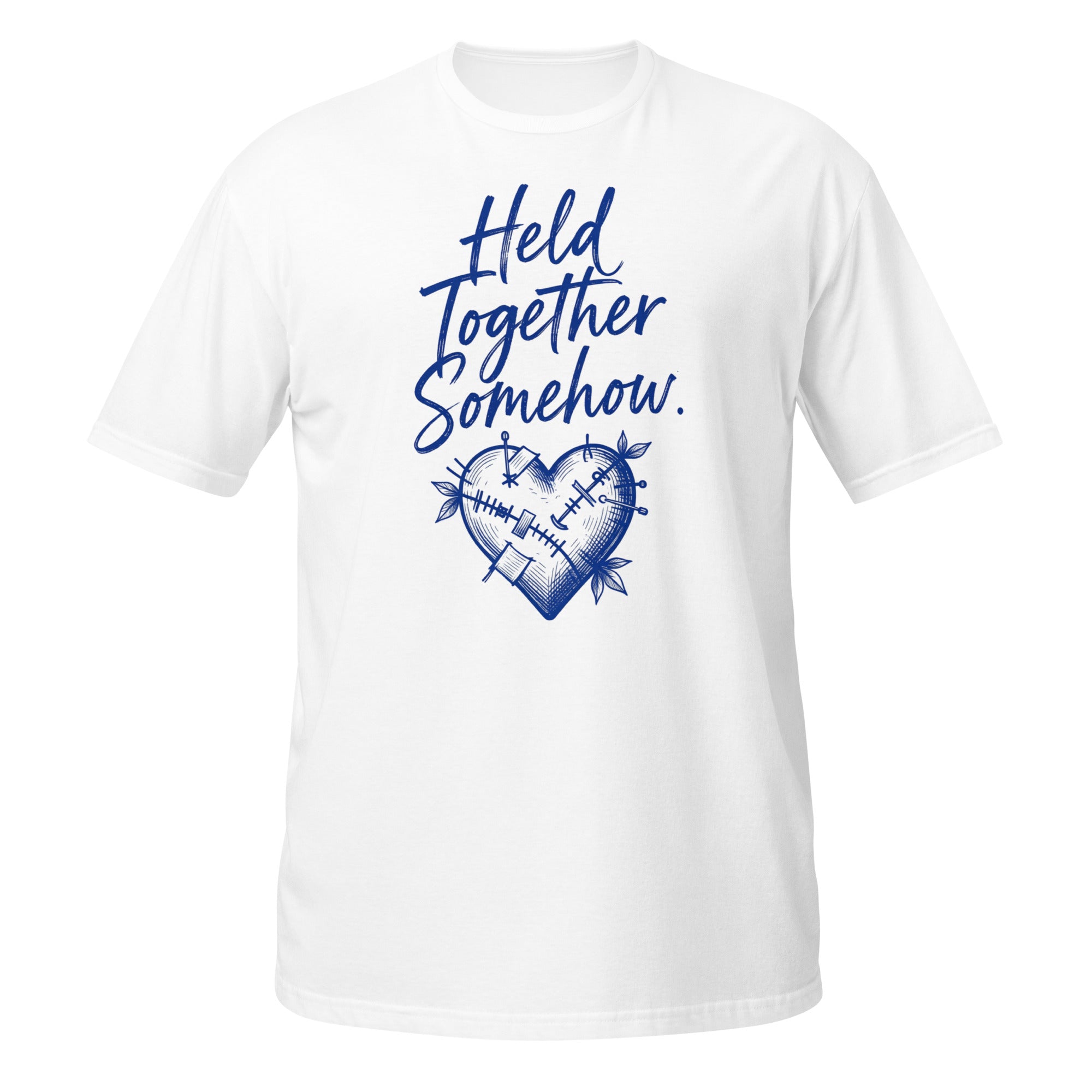 Held Together Somehow Tee - Sketchline Tees blue ink doodle T-shirt