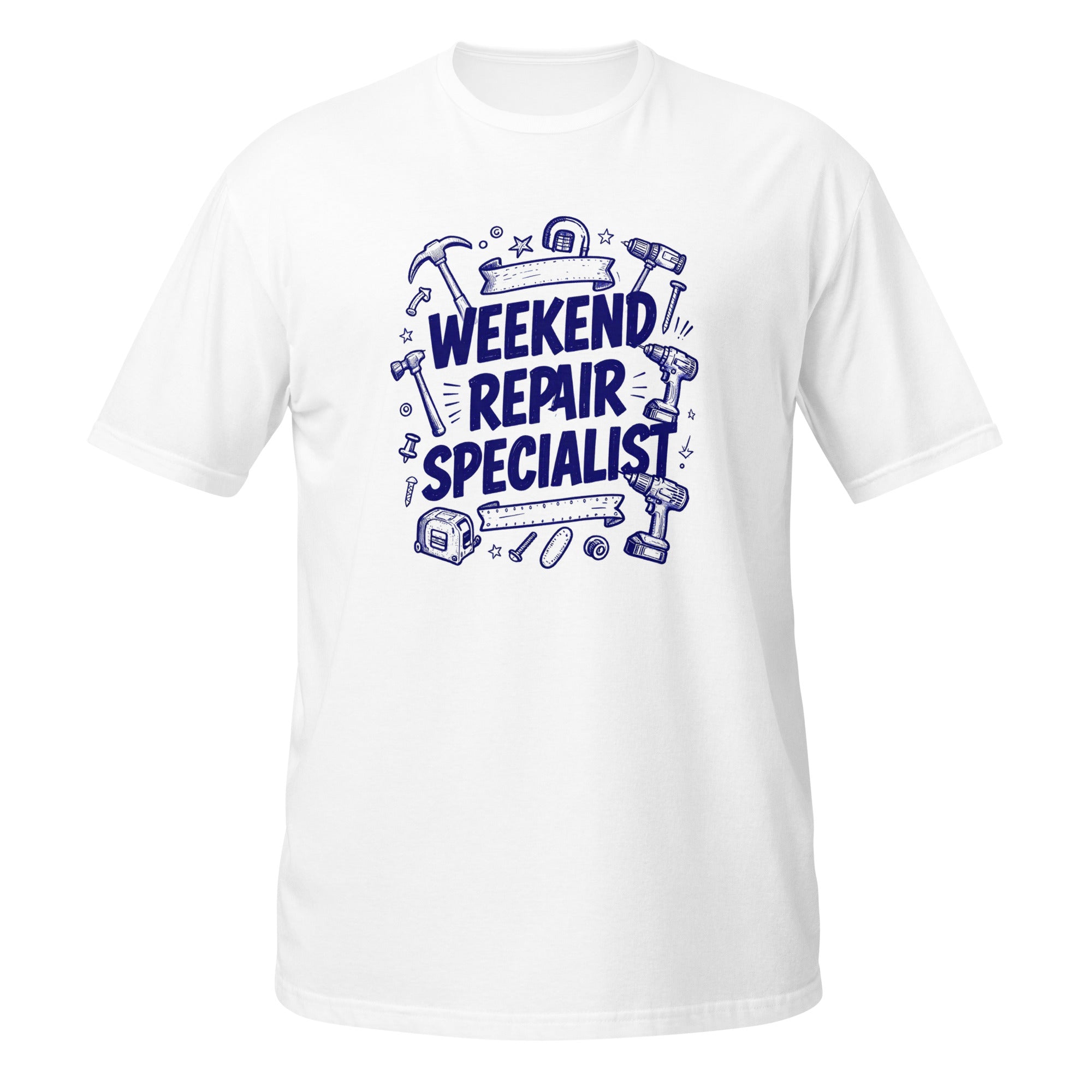 Weekend Repair Specialist Tee - Sketchline Tees blue ink doodle T-shirt