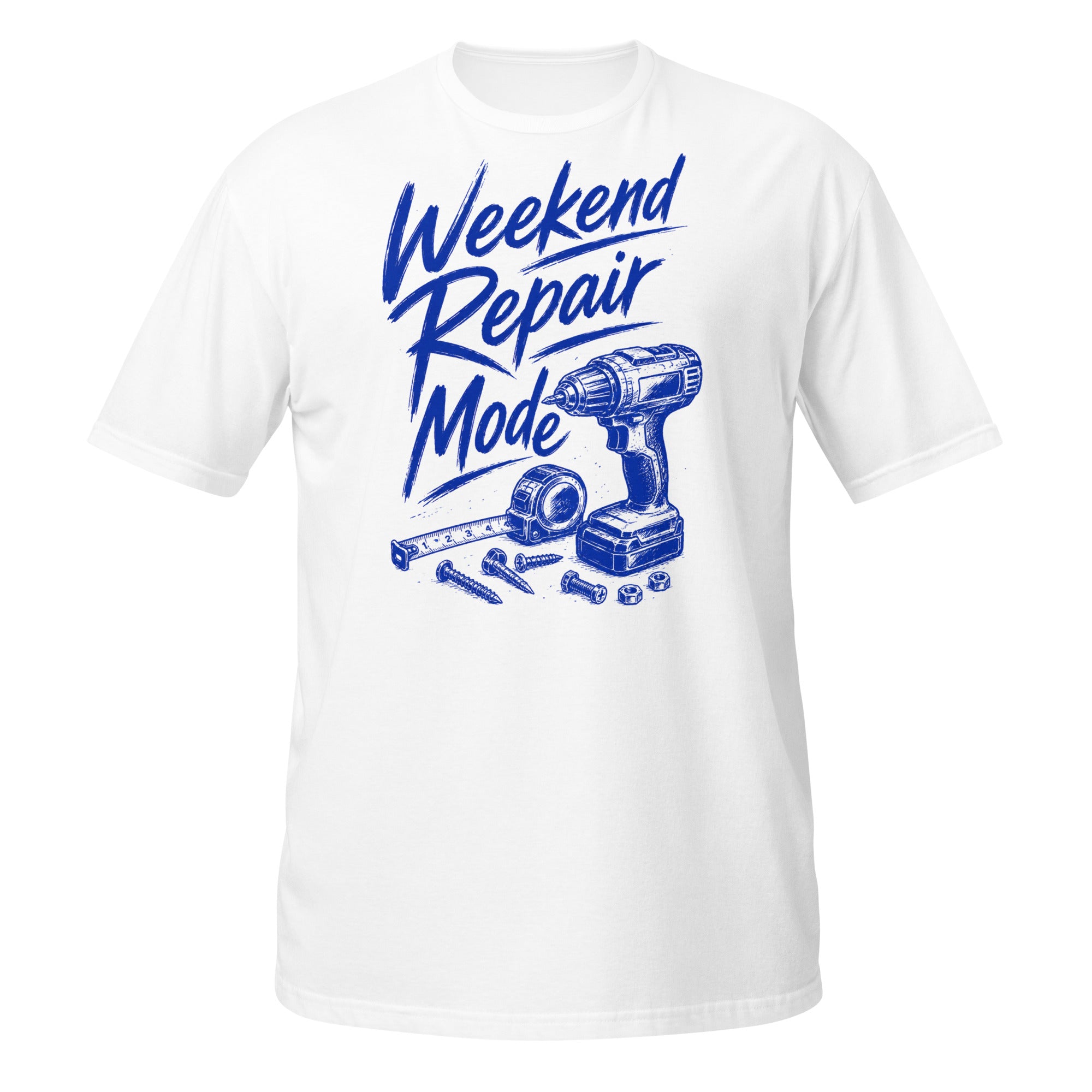 Weekend Repair Mode Tee - Sketchline Tees blue ink doodle T-shirt