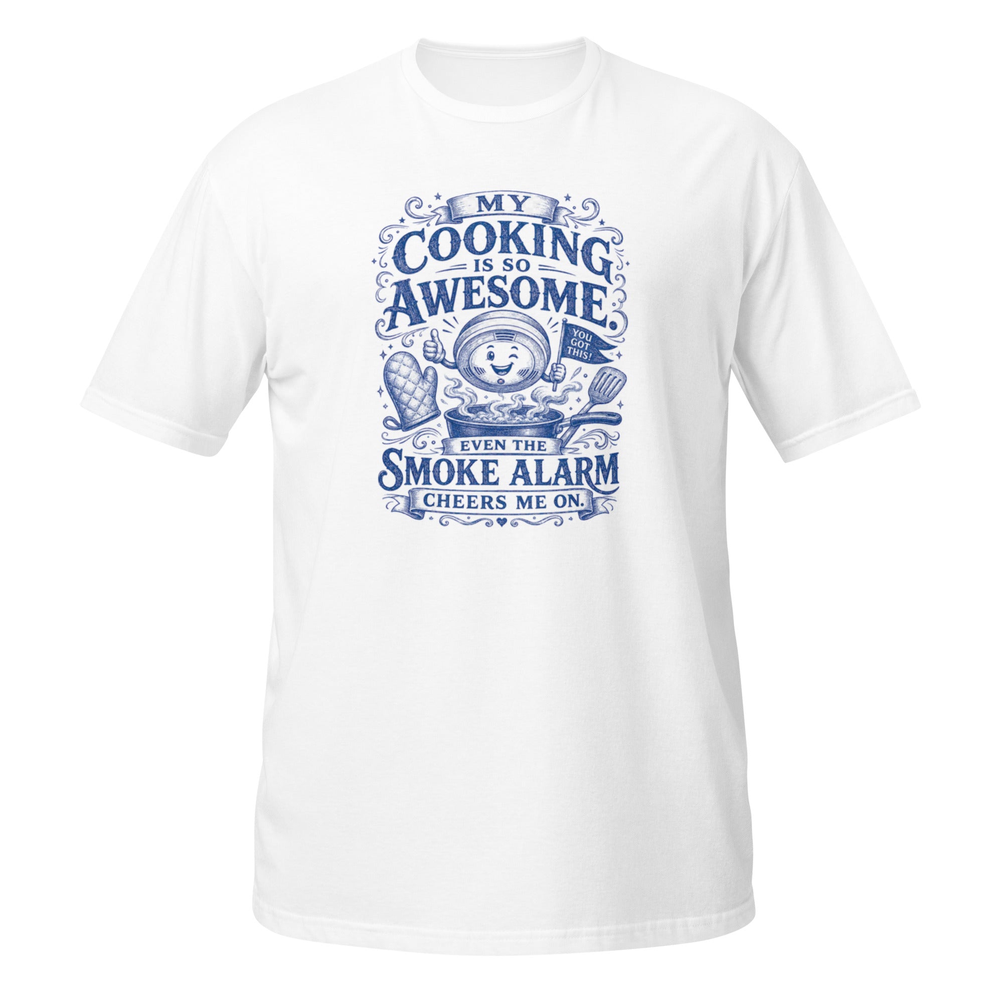 Cooking Is So Awesome Tee - Sketchline Tees blue ink doodle T-shirt