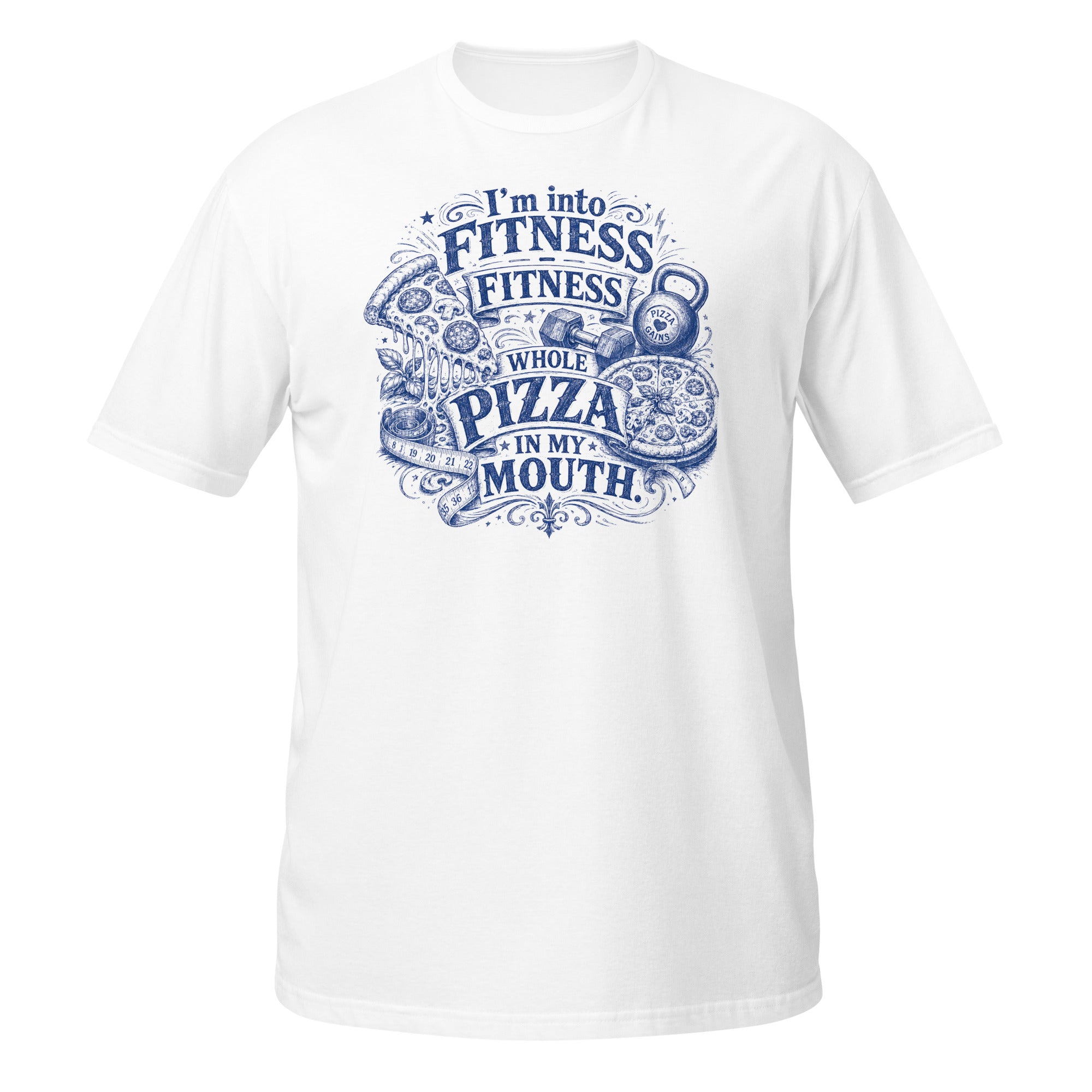 I'm Into Fitness Tee - Sketchline Tees blue ink doodle T-shirt