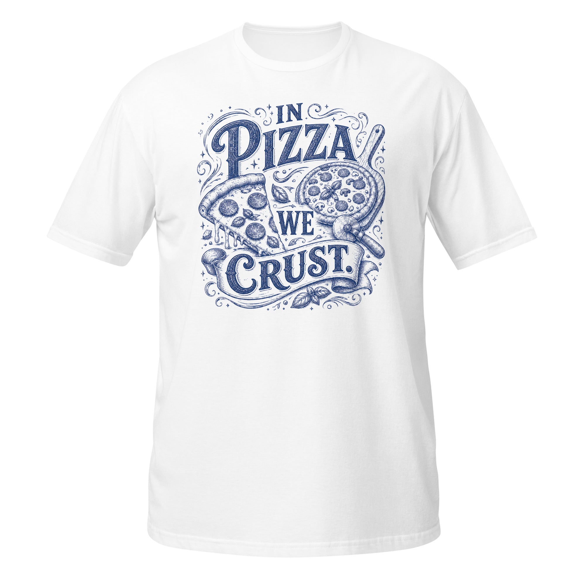 In Pizza We Crust Tee - Sketchline Tees blue ink doodle T-shirt