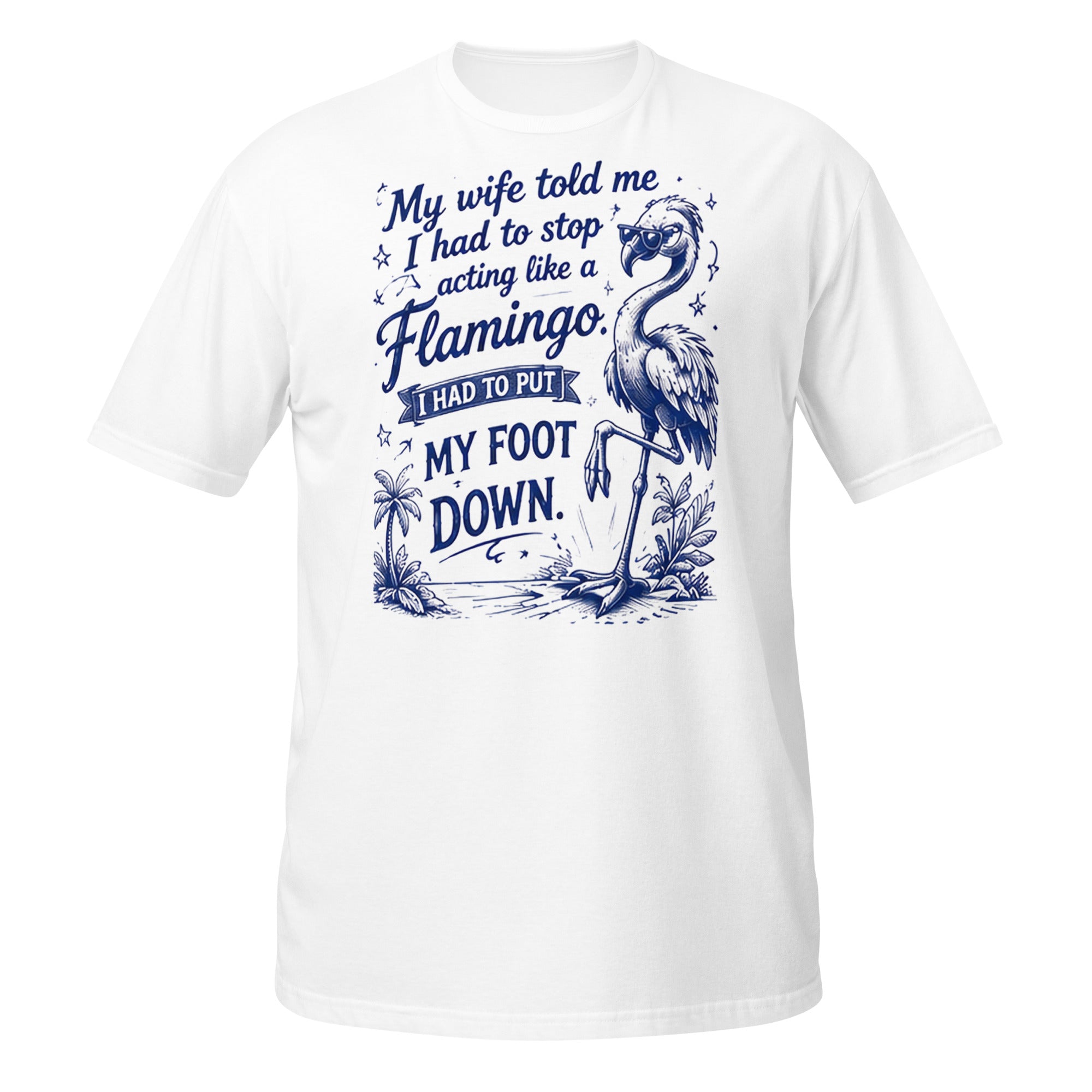 Flamingo Foot Down Tee - Sketchline Tees blue ink doodle T-shirt