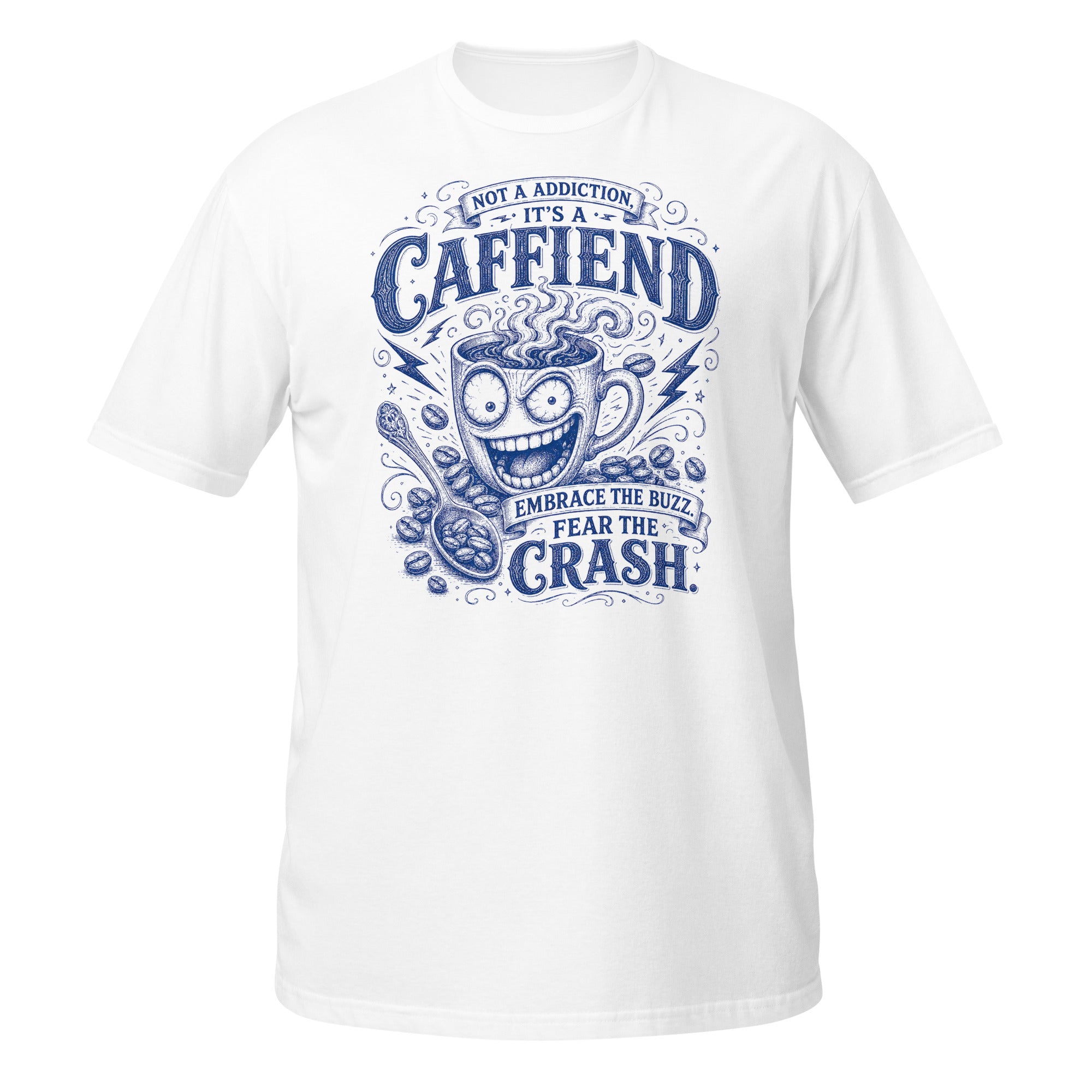 Caffiend Tee - Sketchline Tees blue ink doodle T-shirt
