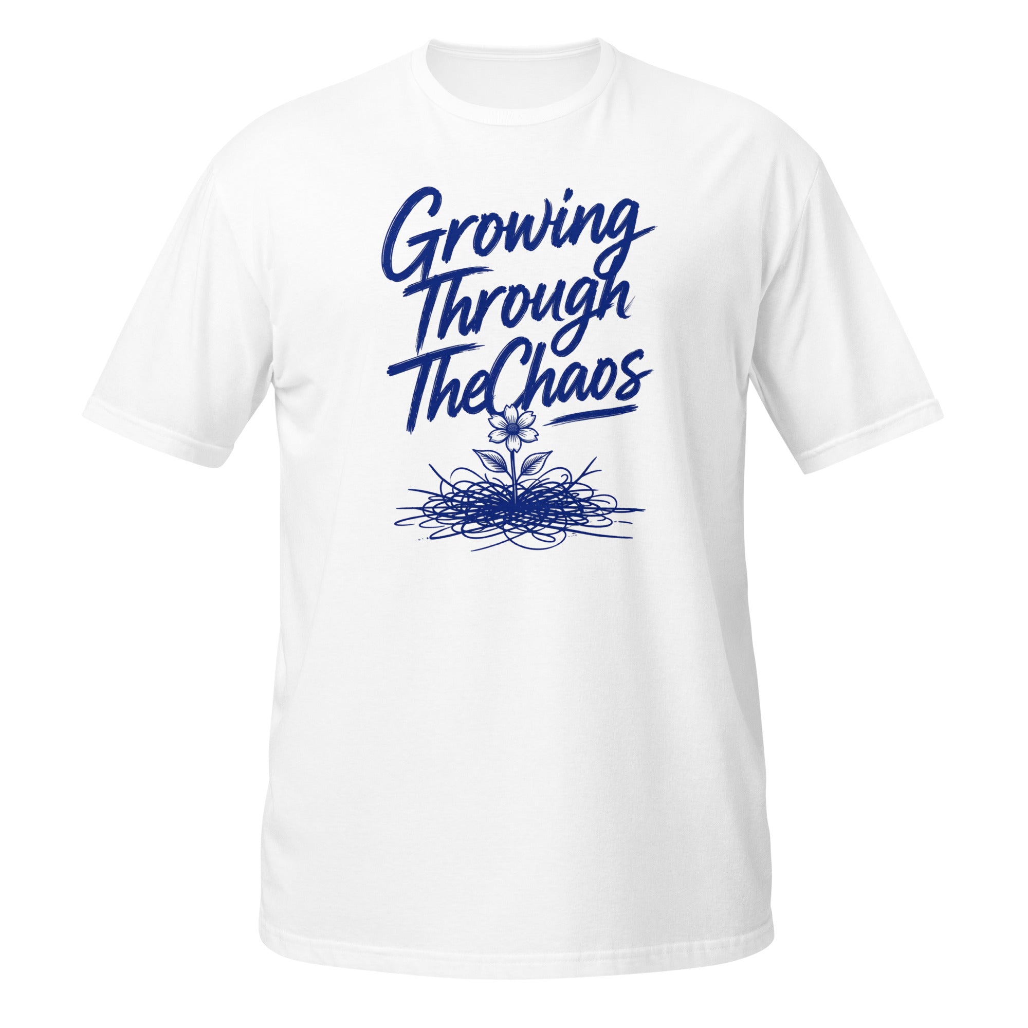 Growing Through the Chaos Tee - Sketchline Tees blue ink doodle T-shirt