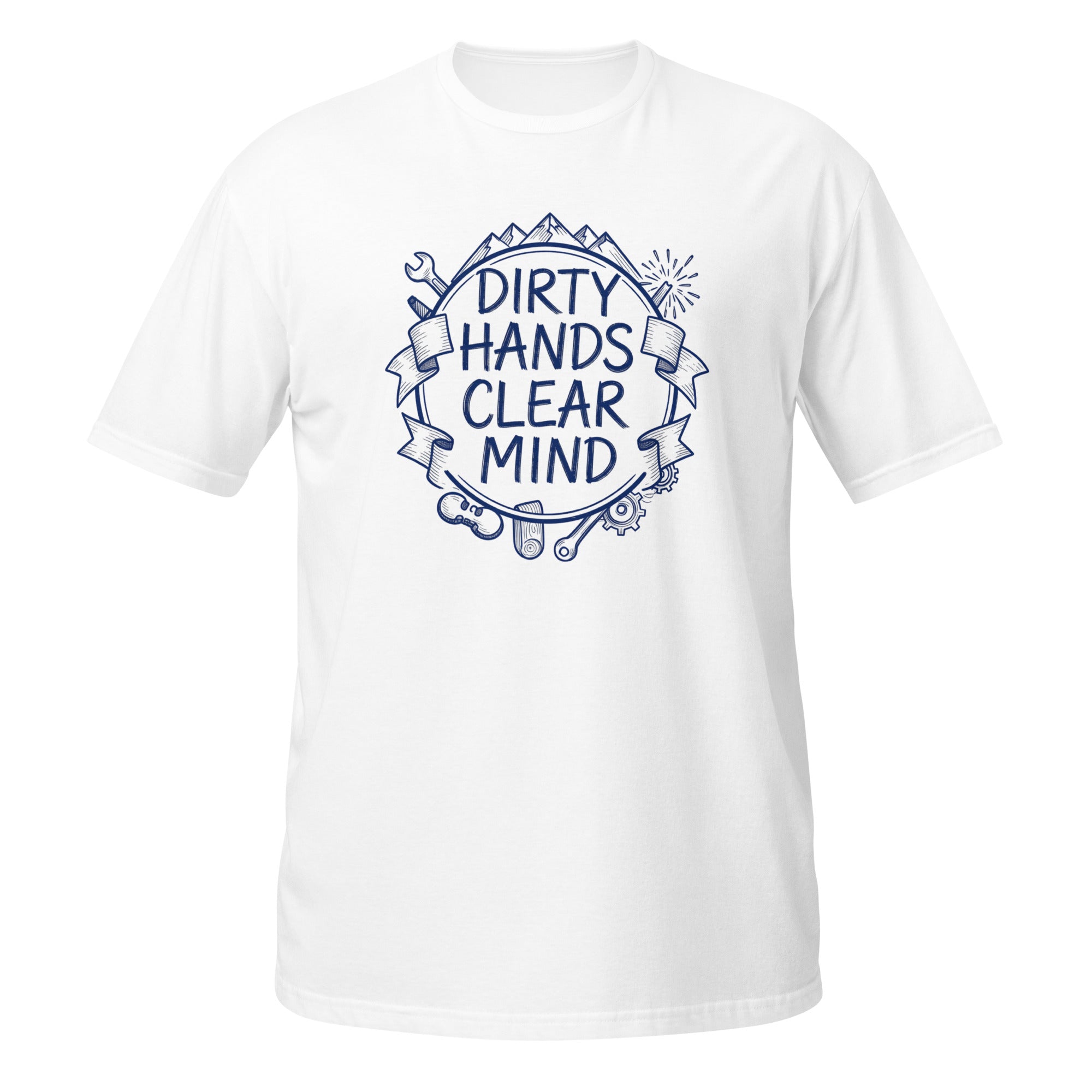 Dirty Hands, Clear Mind Tee - Sketchline Tees blue ink doodle T-shirt