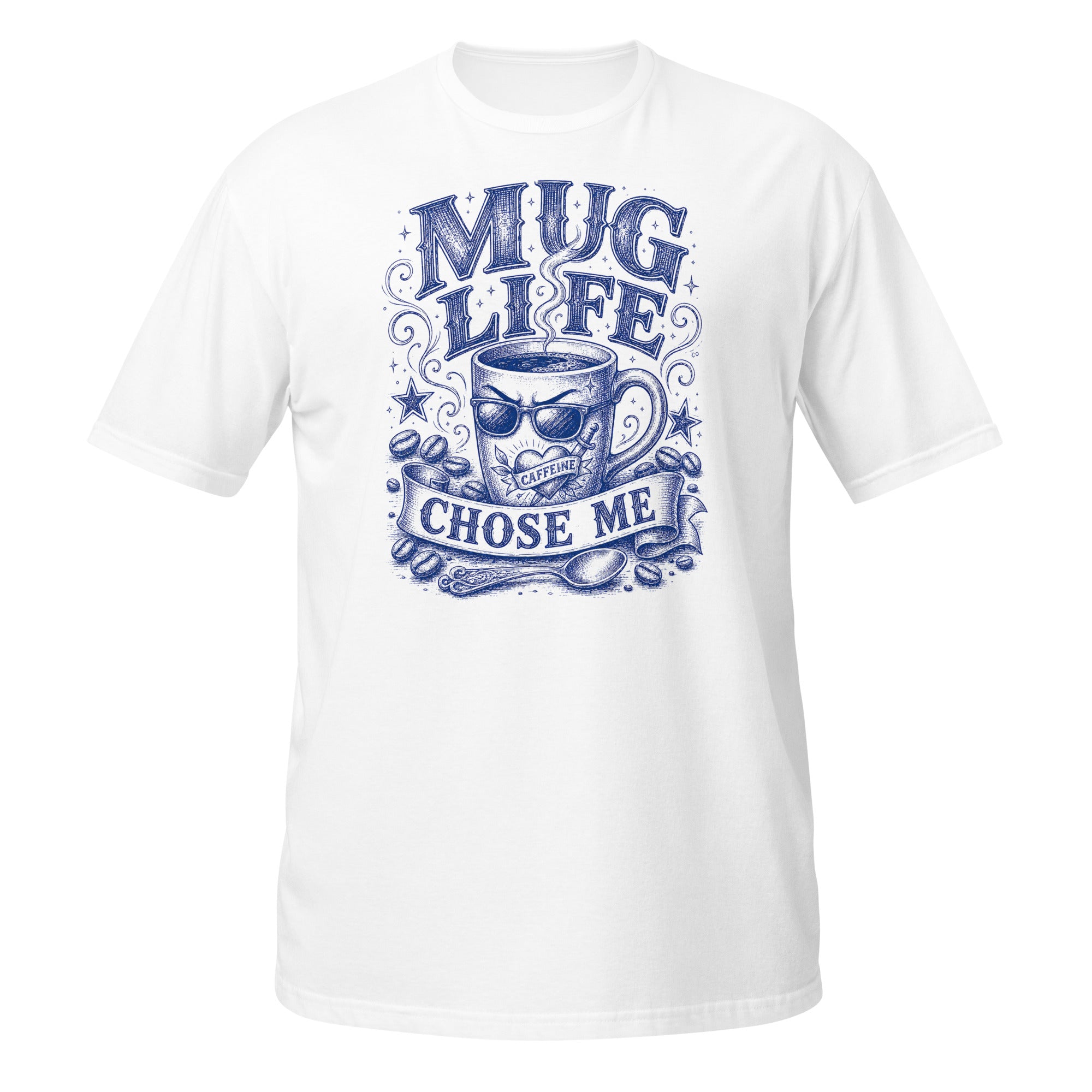 Mug Life Tee - Sketchline Tees blue ink doodle T-shirt