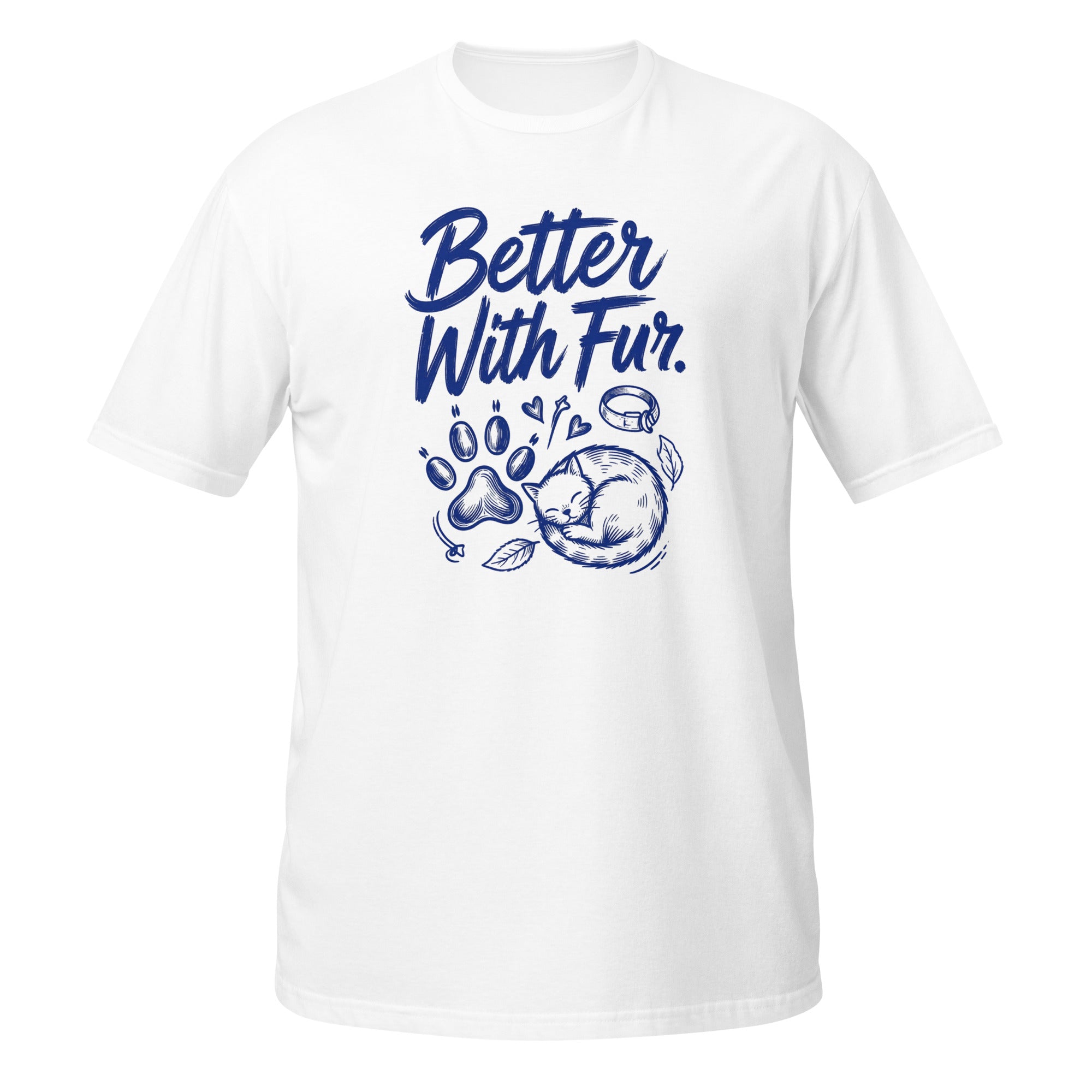 Better With Fur Tee - Sketchline Tees blue ink doodle T-shirt