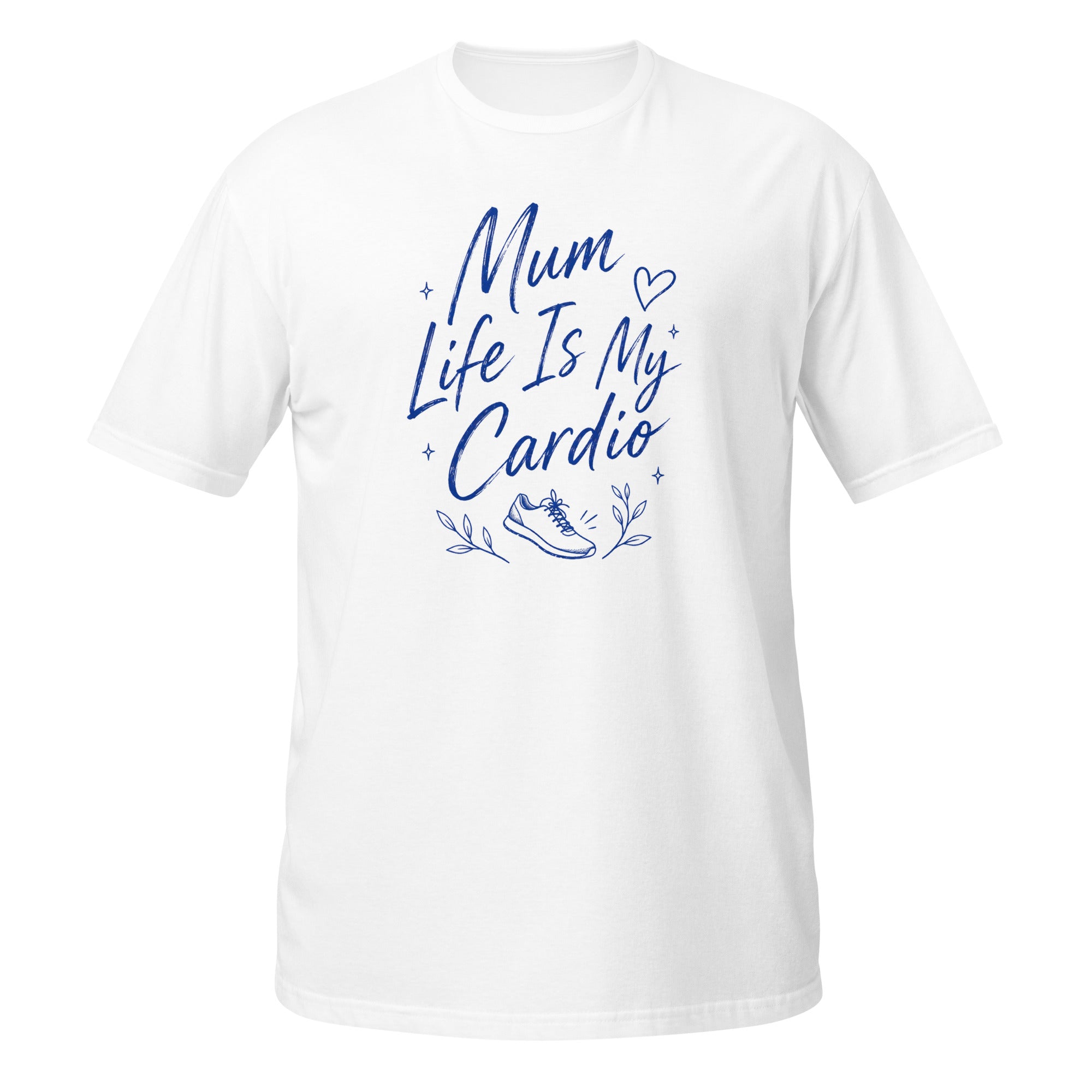 Mum Life Is My Cardio Tee - Sketchline Tees blue ink doodle T-shirt