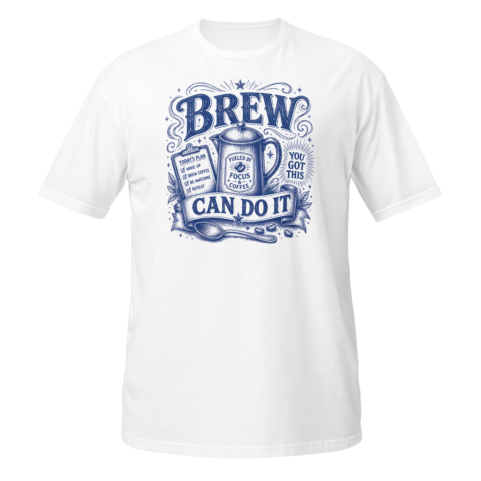 Brew Can Do It Tee - Sketchline Tees blue ink doodle T-shirt