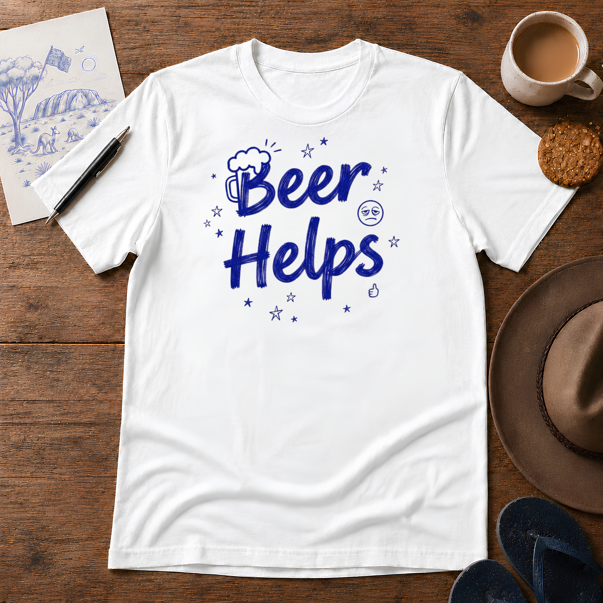 Beer Helps Tee ink-sketch T-shirt, product image 6