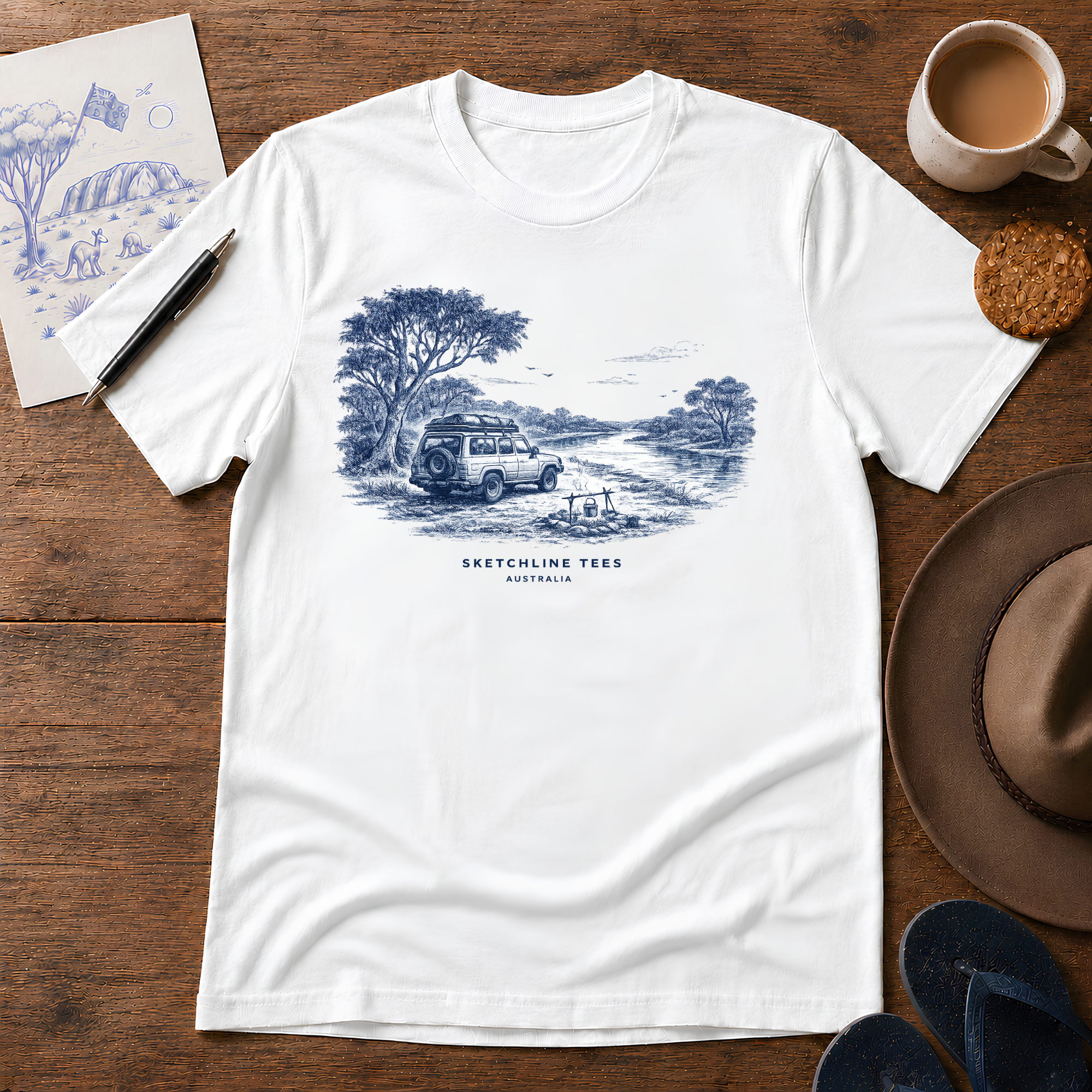 Off the Map Tee by Sketchline Tees - Australian road trip graphic T-shirt