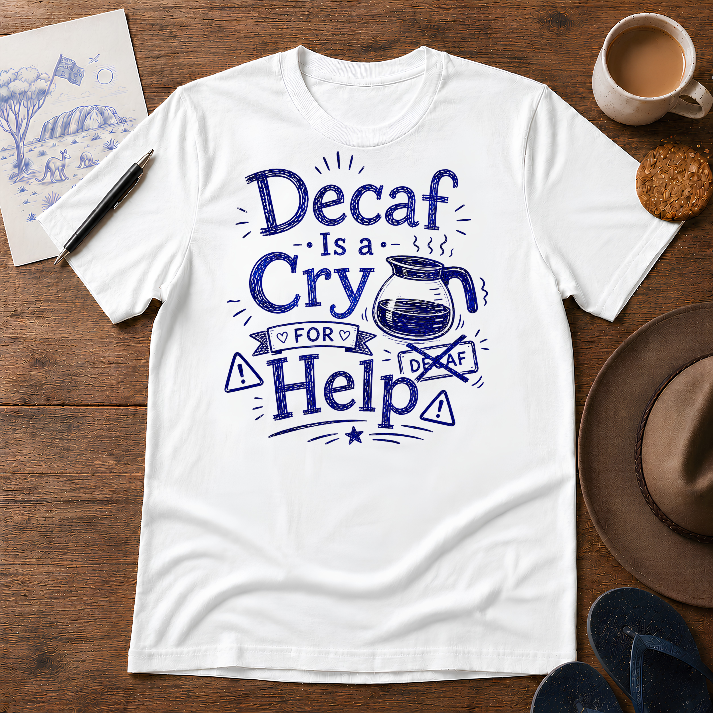 Decaf Is a Cry for Help Tee ink-sketch T-shirt, product image 6