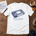 Be Kind, Rewind retro ink-sketch T-shirt in White