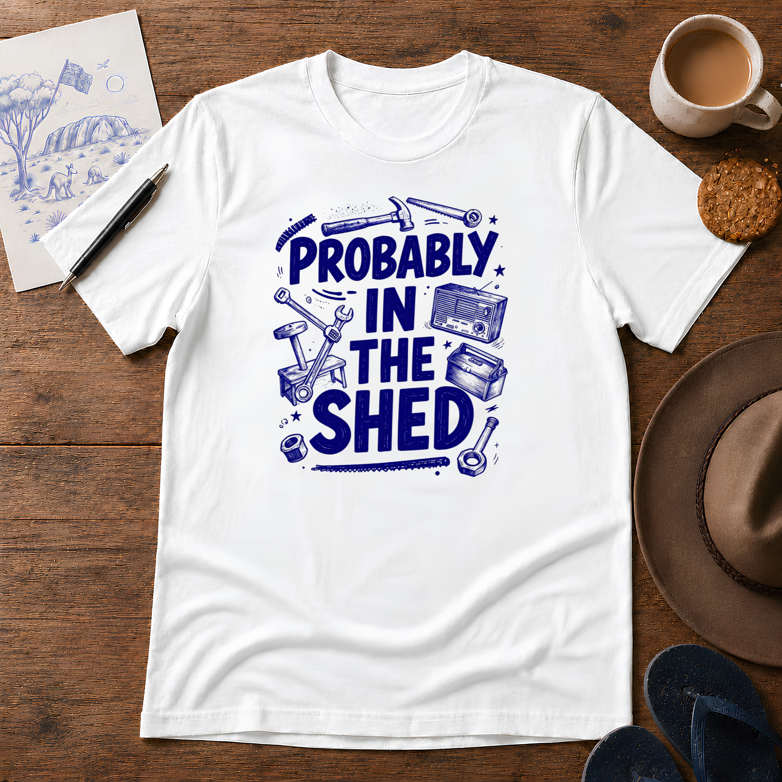 Probably in the Shed Tee ink-sketch T-shirt, product image 7
