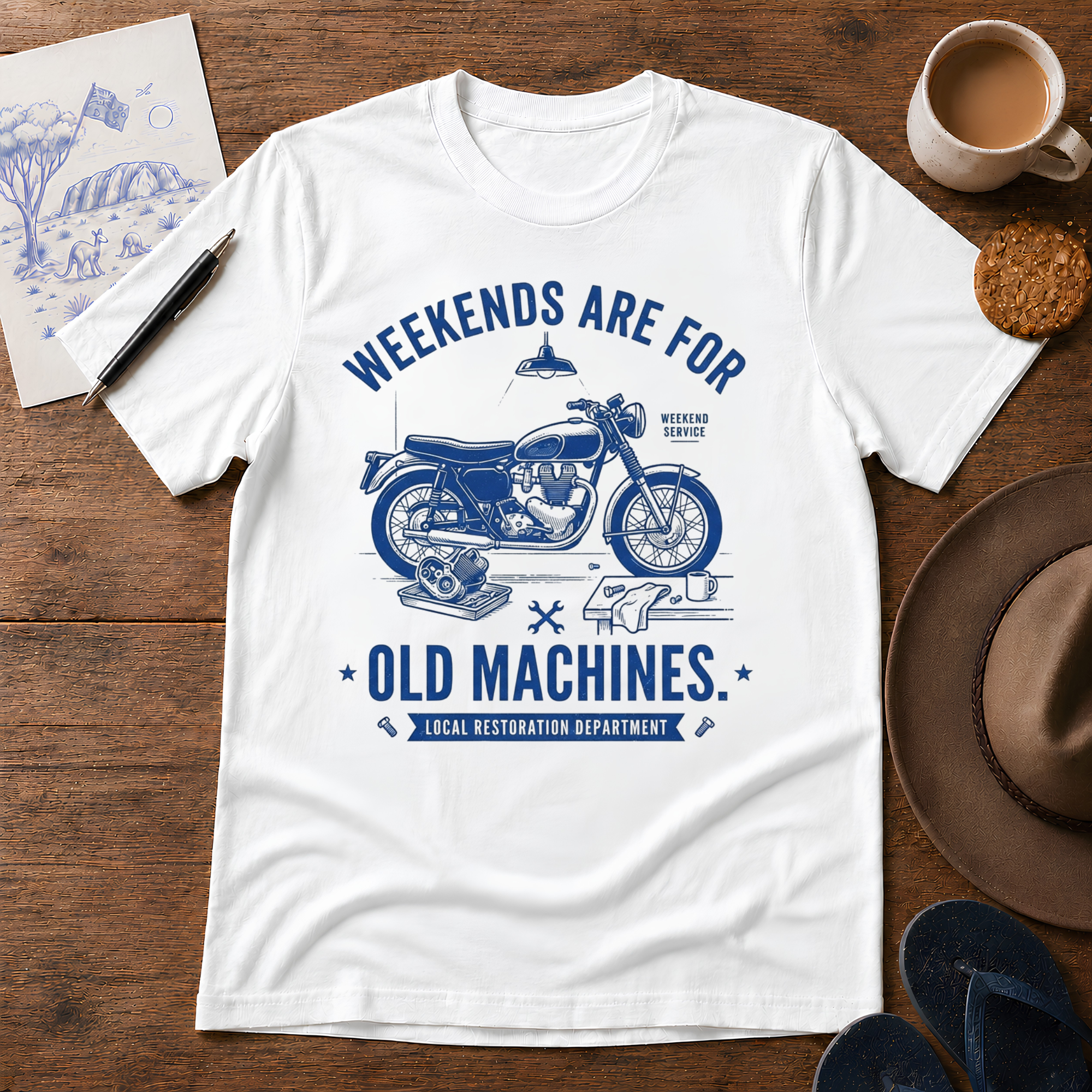 Weekends Are for Old Machines Tee by Sketchline Tees - Australian old machines graphic T-shirt