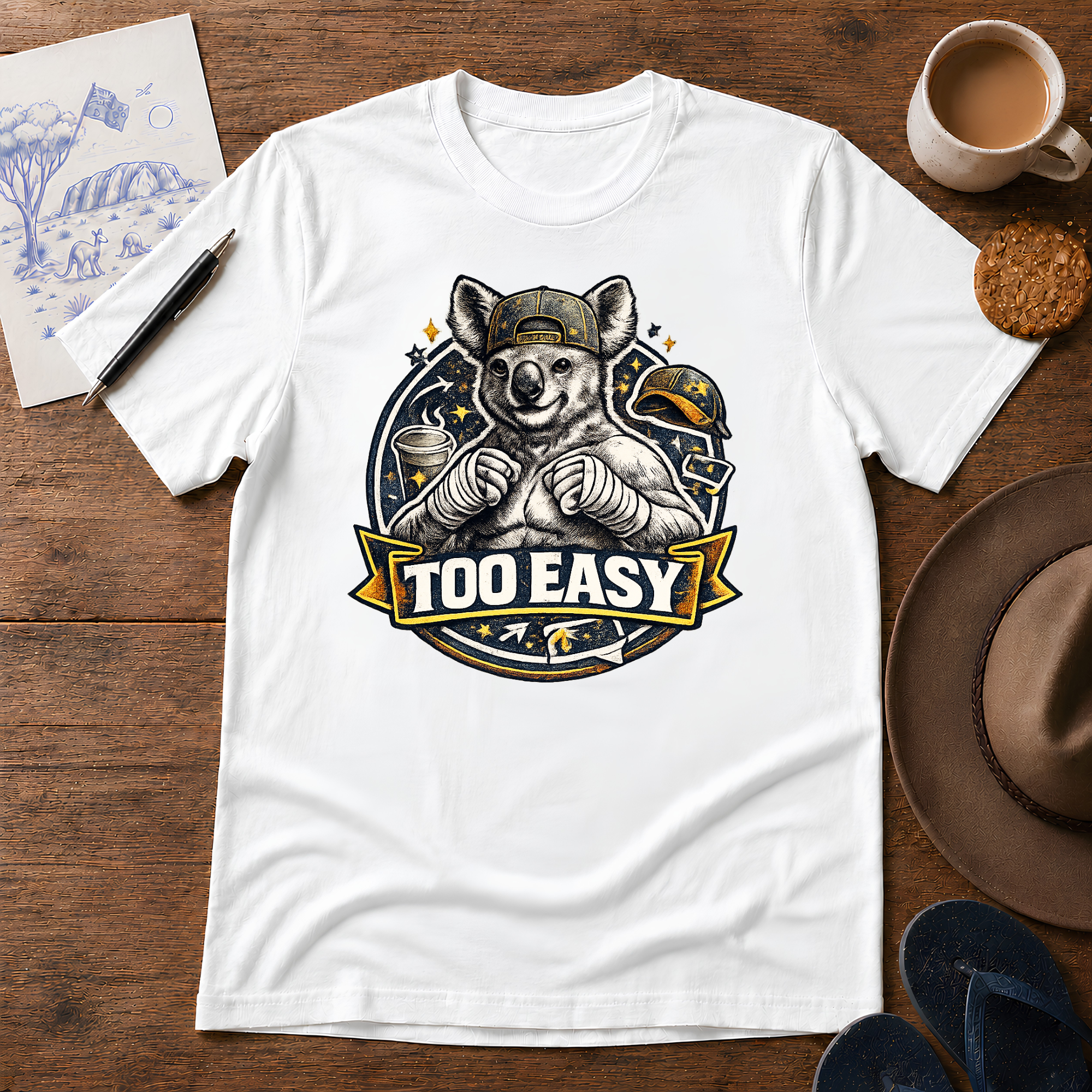 Too Easy Tee in white – Australian slang graphic T-shirt