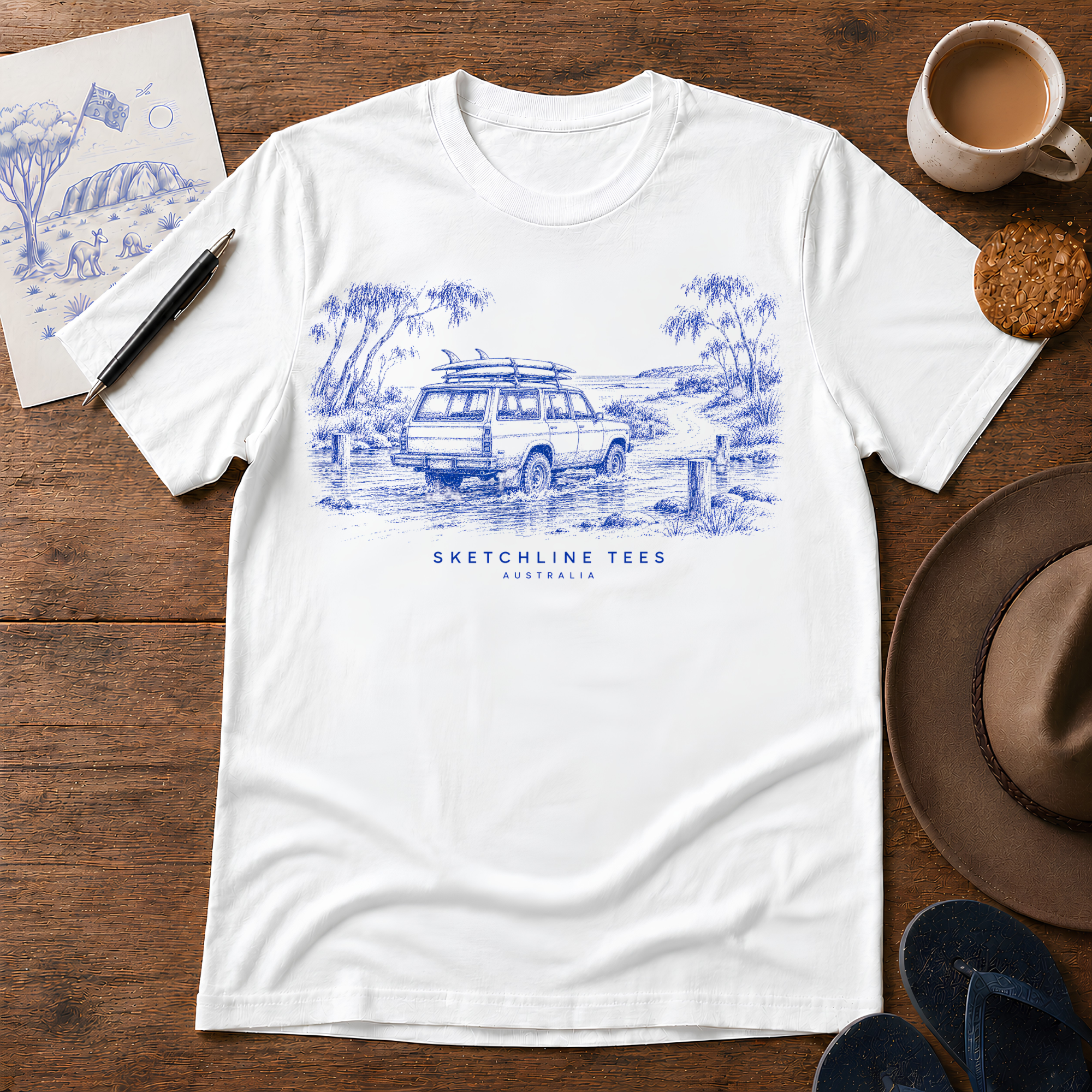 The Causeway Tee in White by Sketchline Tees