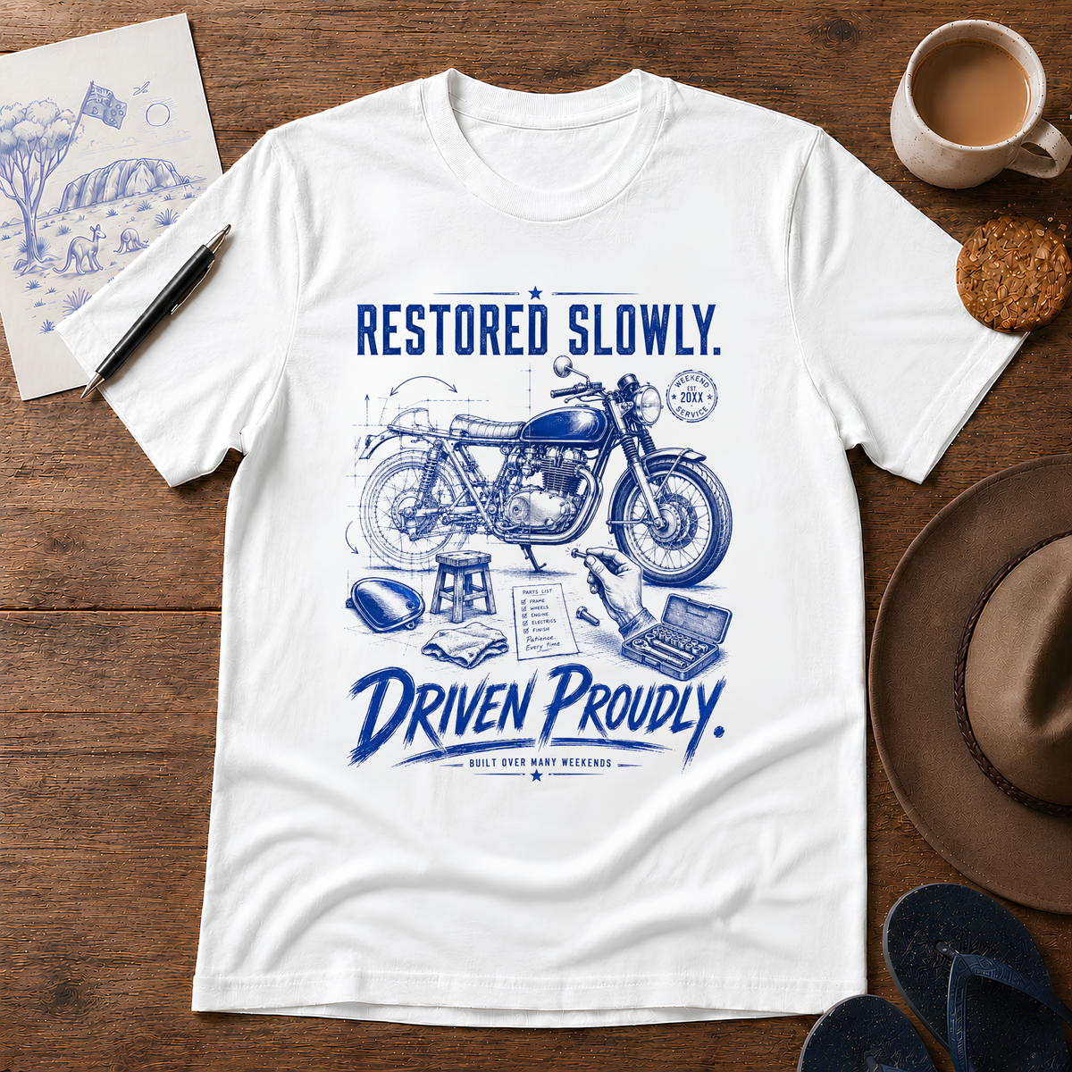 Restored Slowly Motorcycle Tee
