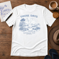 Those Days Australian classic-car campfire ink-sketch T-shirt in White