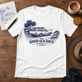 The Good Old Days Australian classic-car ink-sketch T-shirt in White