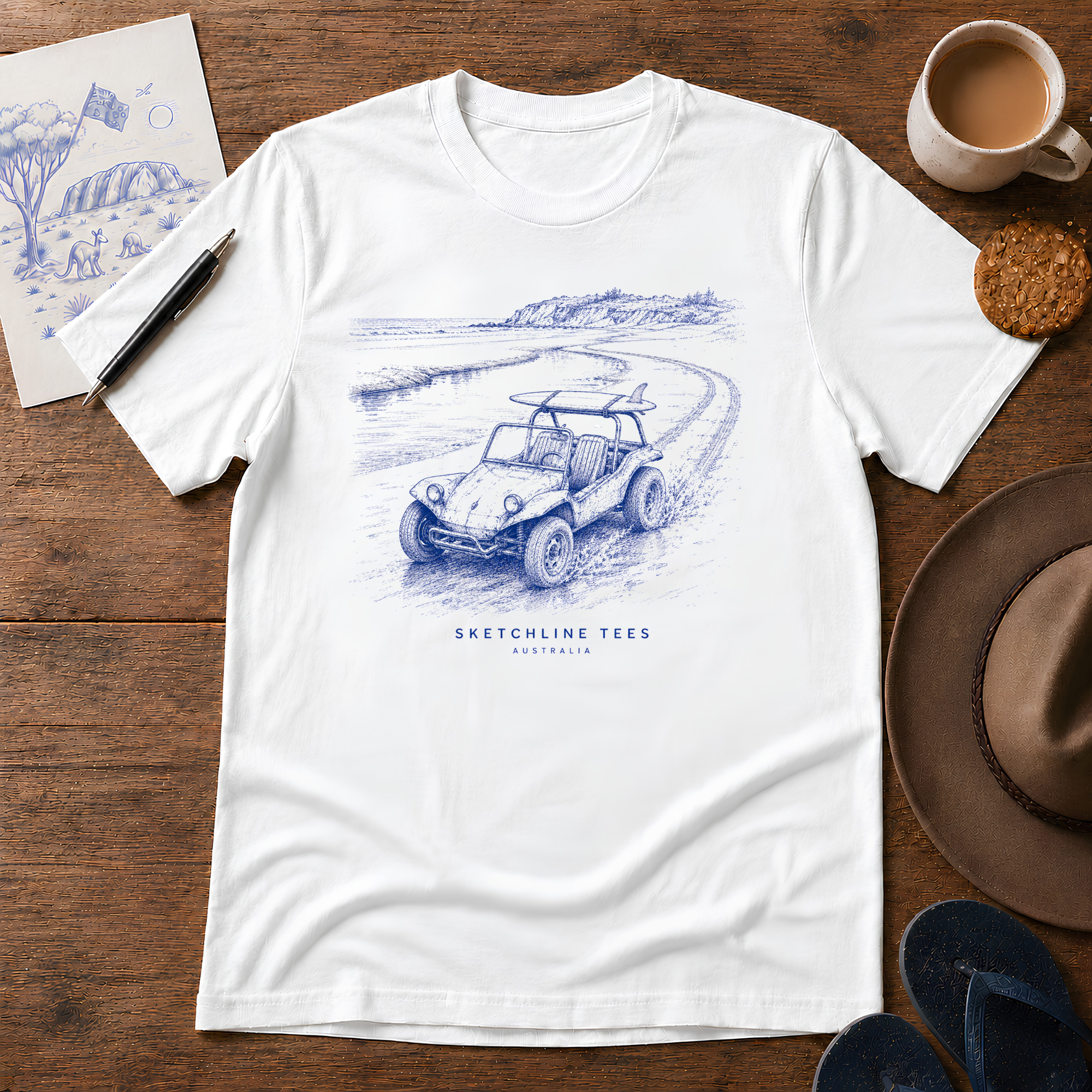 High Tide Exit Tee by Sketchline Tees - Australian surf graphic T-shirt