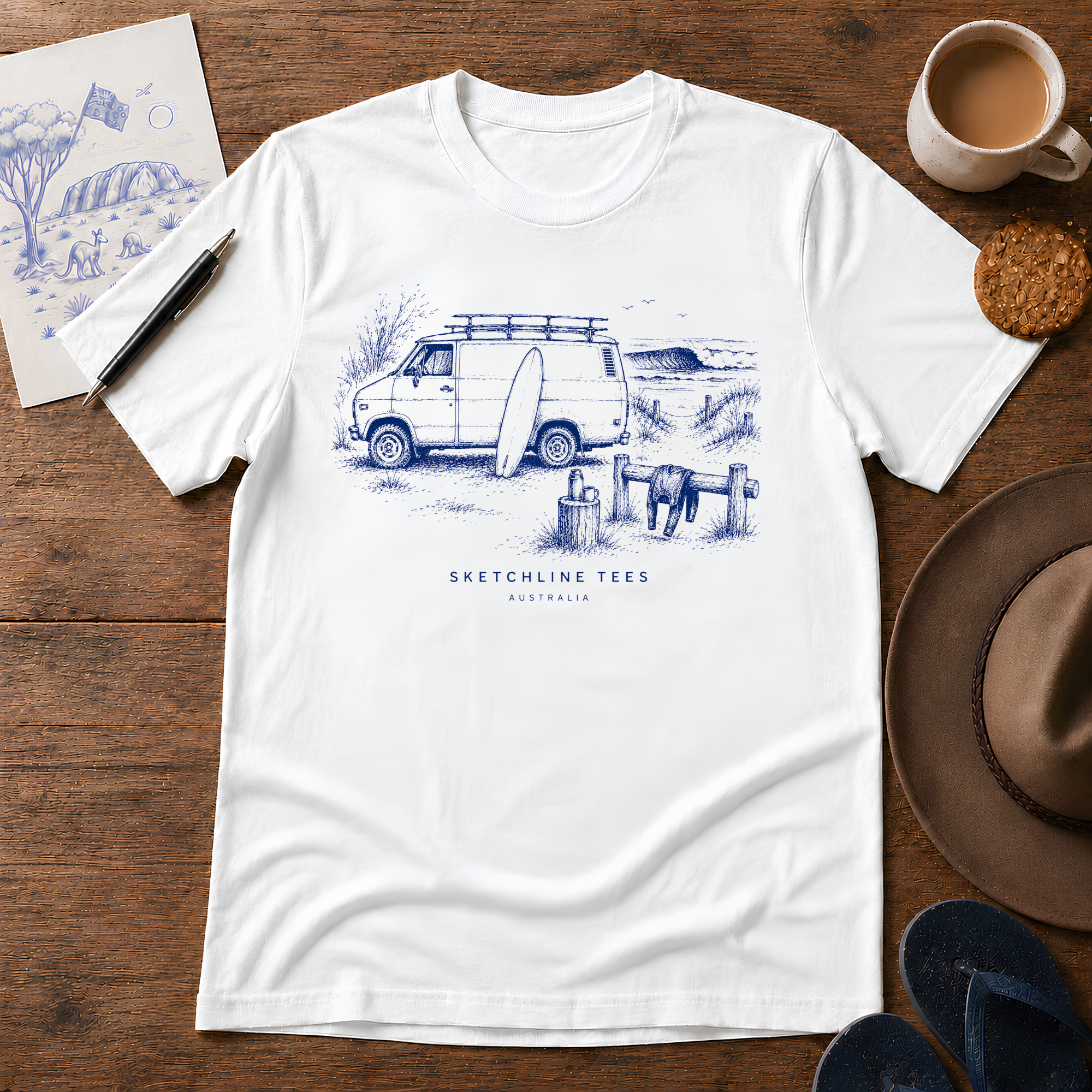Before the Crowd Tee by Sketchline Tees - Australian surf graphic T-shirt