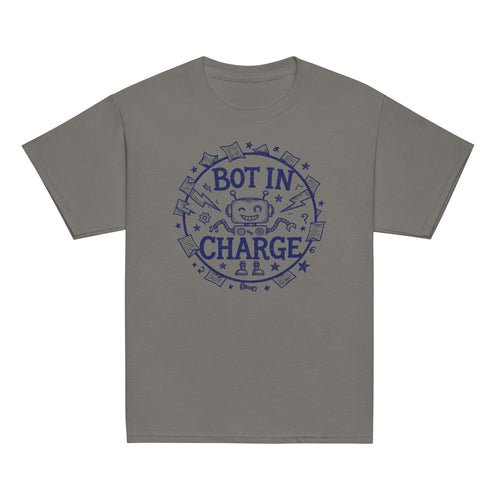 Bot in Charge Kids Tee - Sketchline Tees kids blue ink doodle T-shirt
