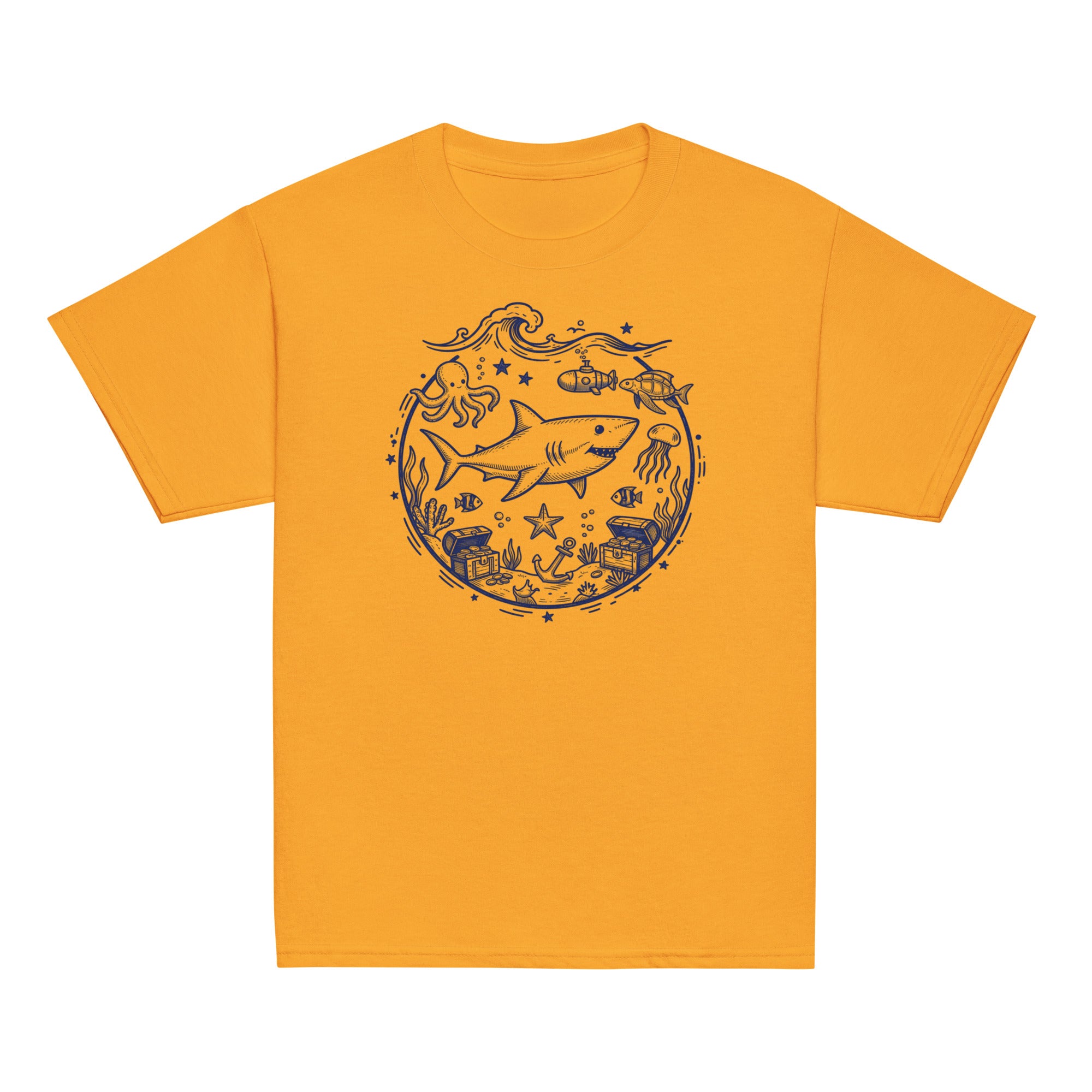 Under the Sea Kids Tee - Sketchline Tees kids blue ink doodle T-shirt