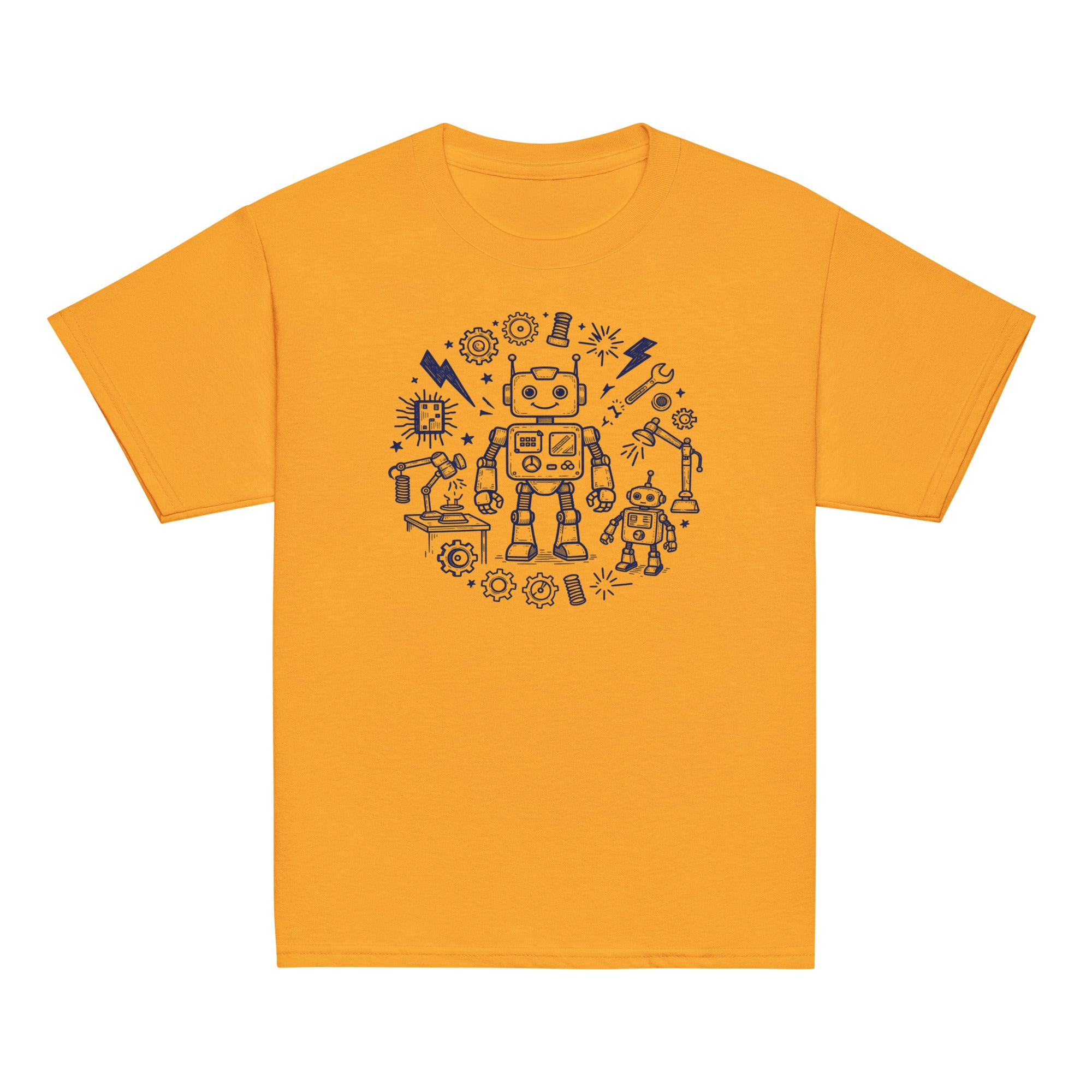 Robot Lab Kids Tee - Sketchline Tees kids blue ink doodle T-shirt
