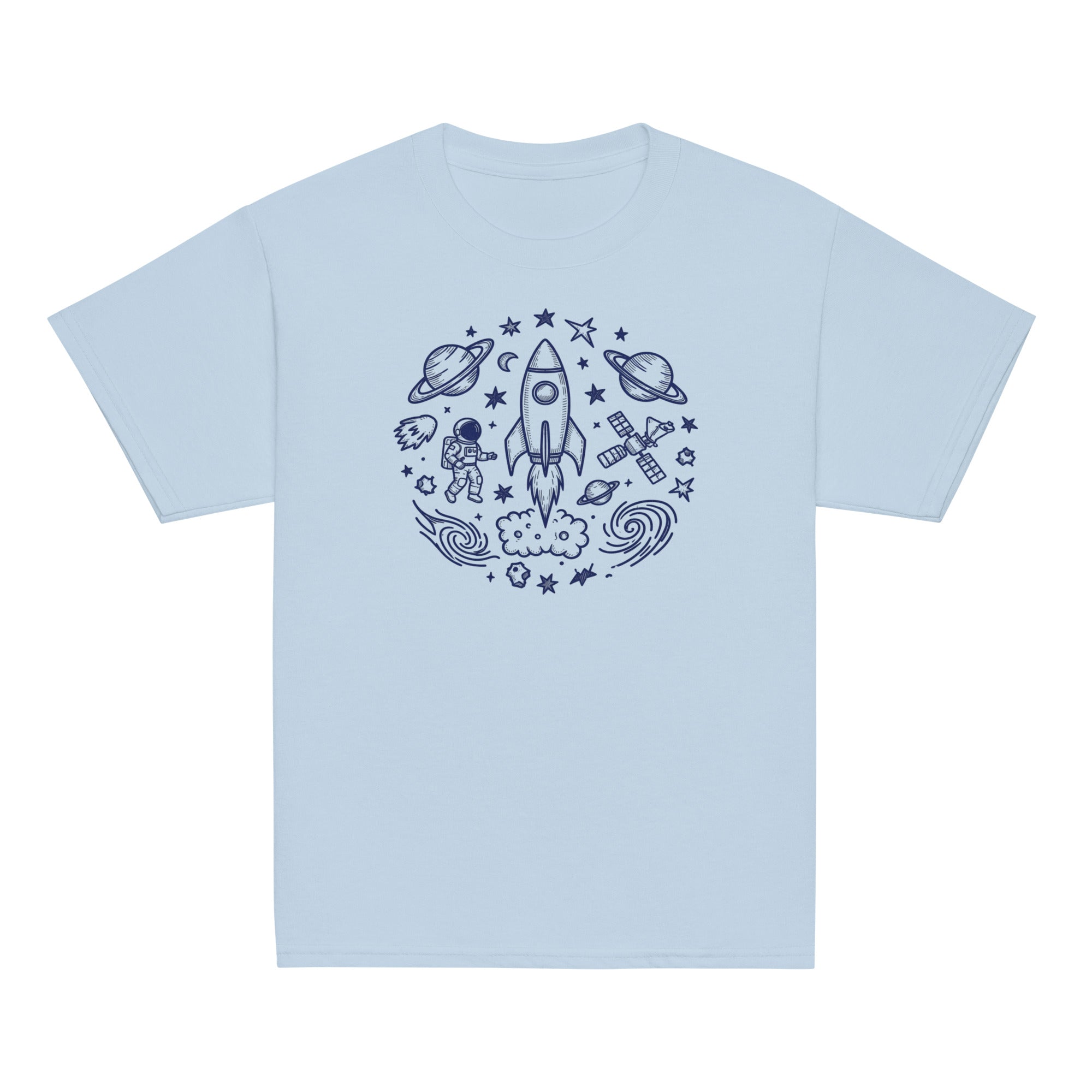 Deep Space Kids Tee - Sketchline Tees kids blue ink doodle T-shirt