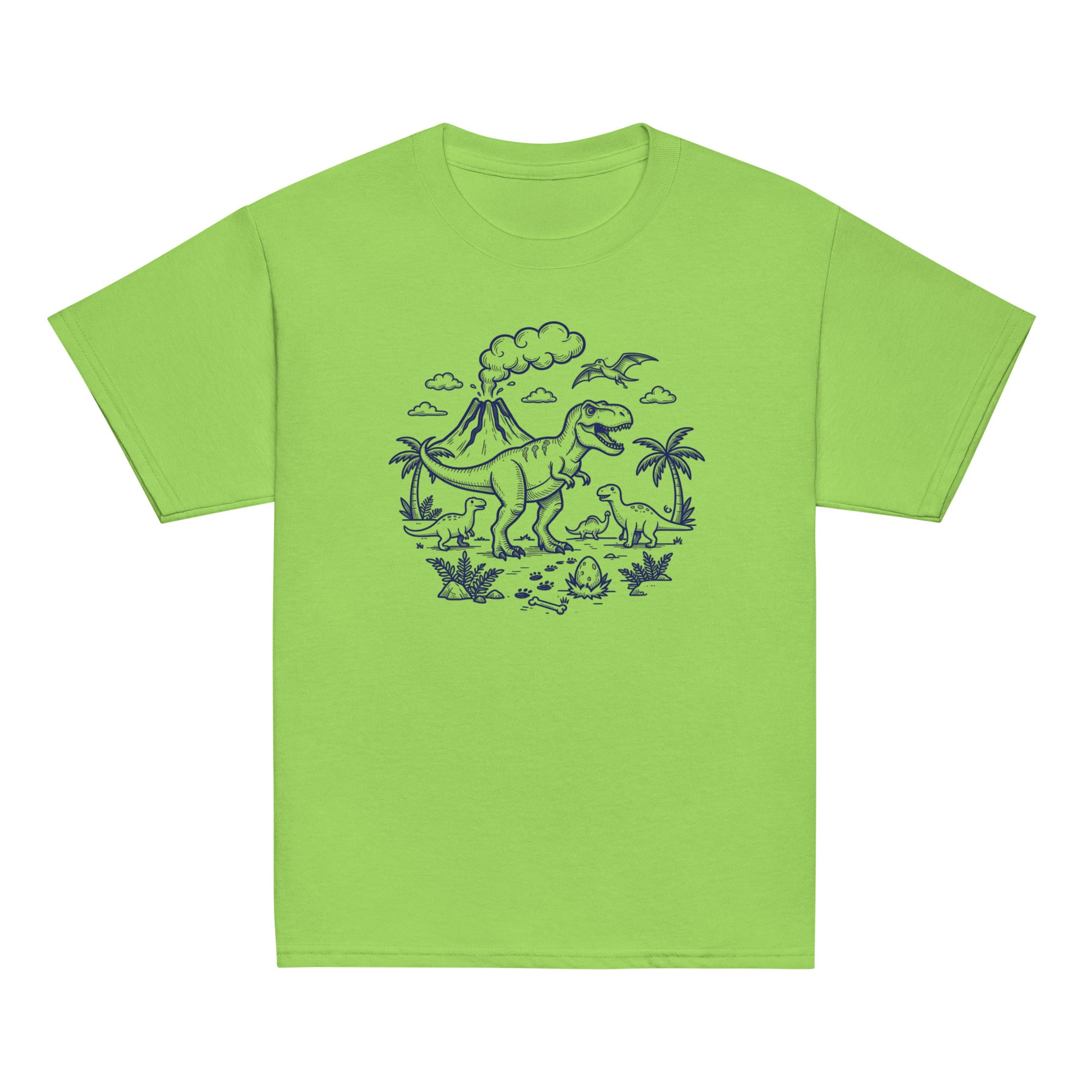 Dinosaur World Kids Tee - Sketchline Tees kids blue ink doodle T-shirt