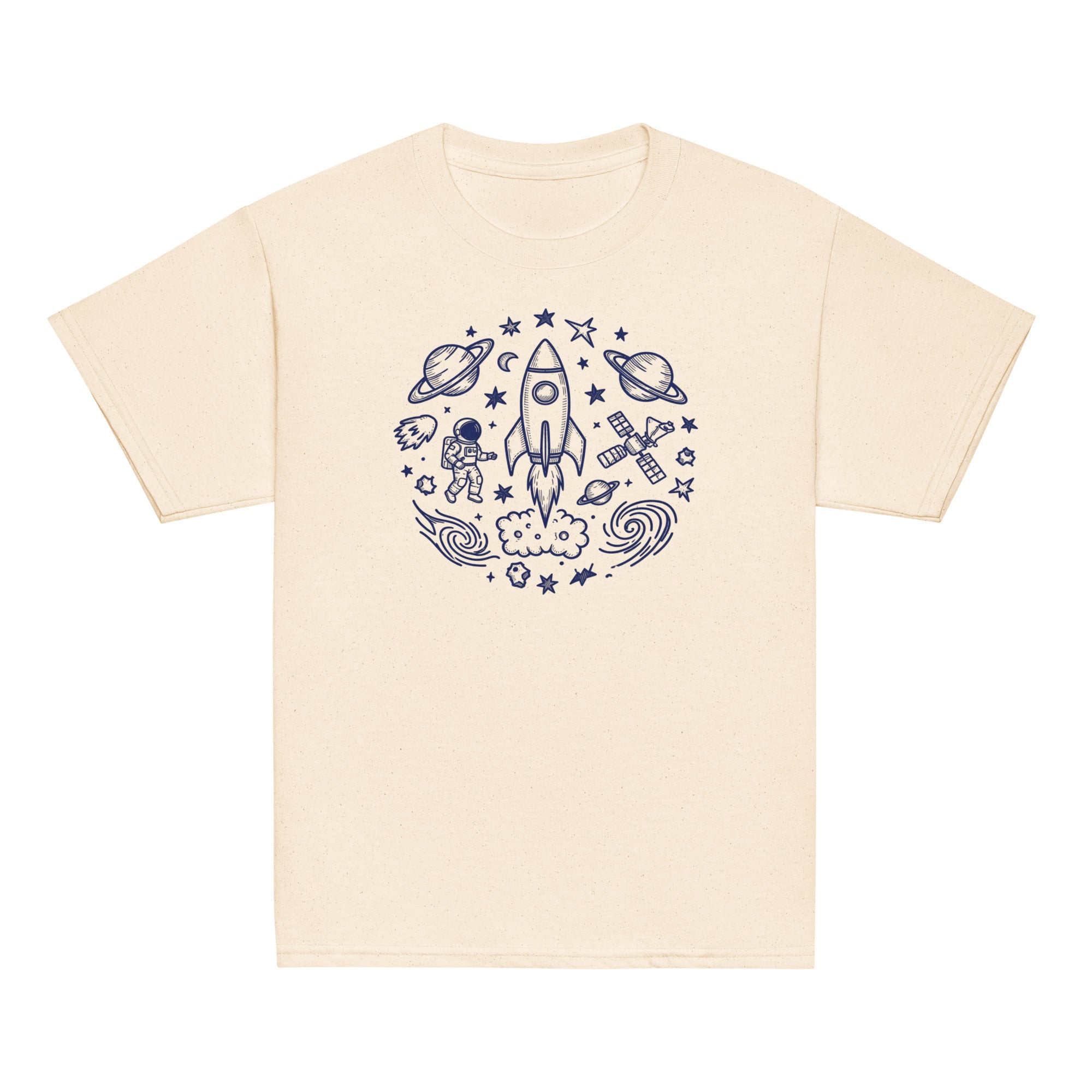 Deep Space Kids Tee - Sketchline Tees kids blue ink doodle T-shirt
