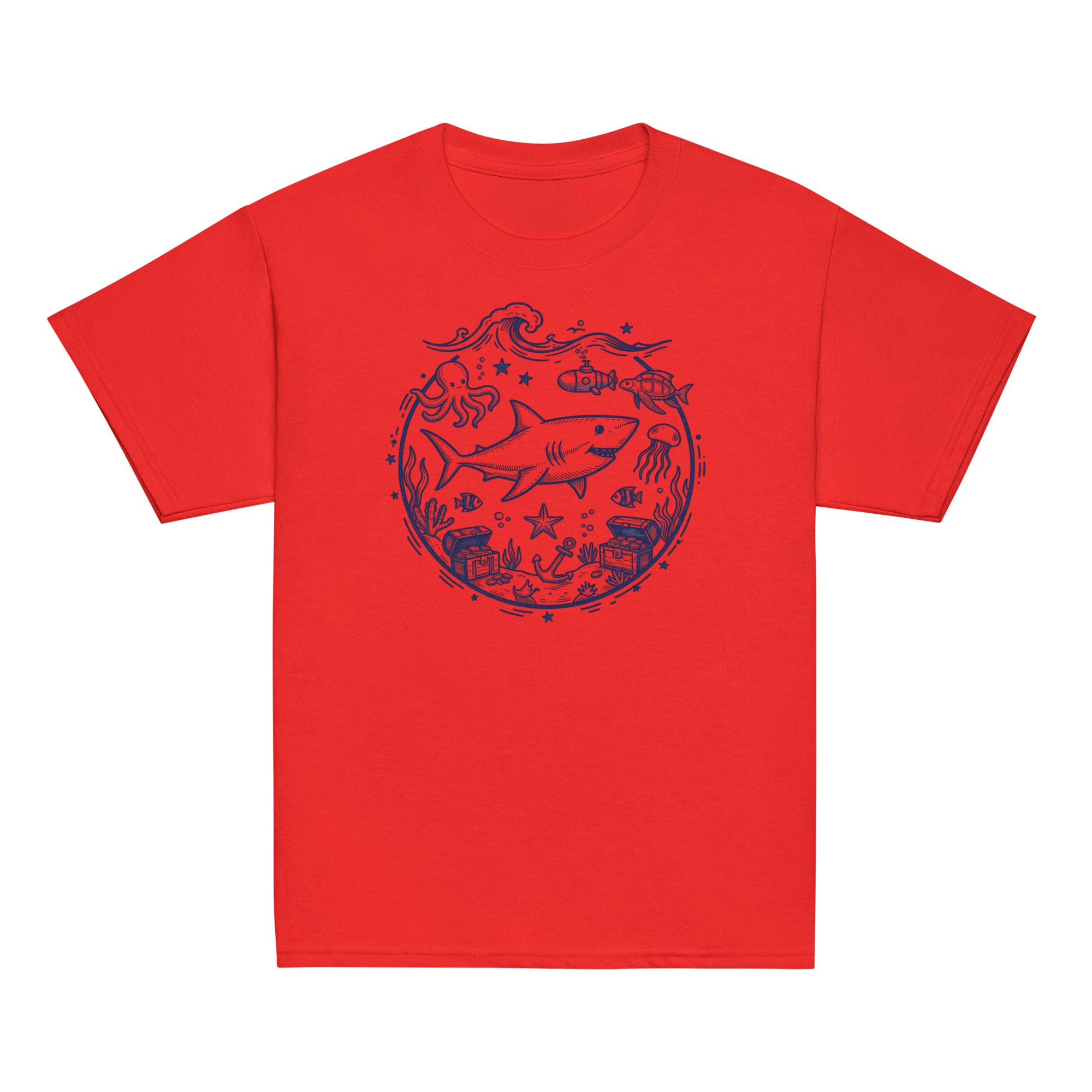 Under the Sea Kids Tee - Sketchline Tees kids blue ink doodle T-shirt