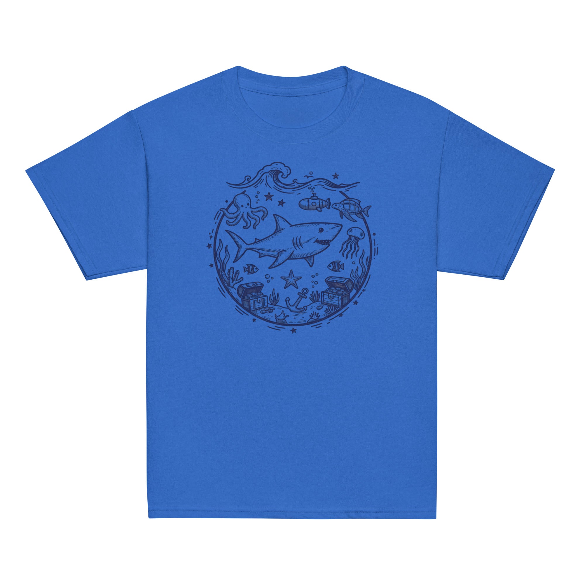 Under the Sea Kids Tee - Sketchline Tees kids blue ink doodle T-shirt