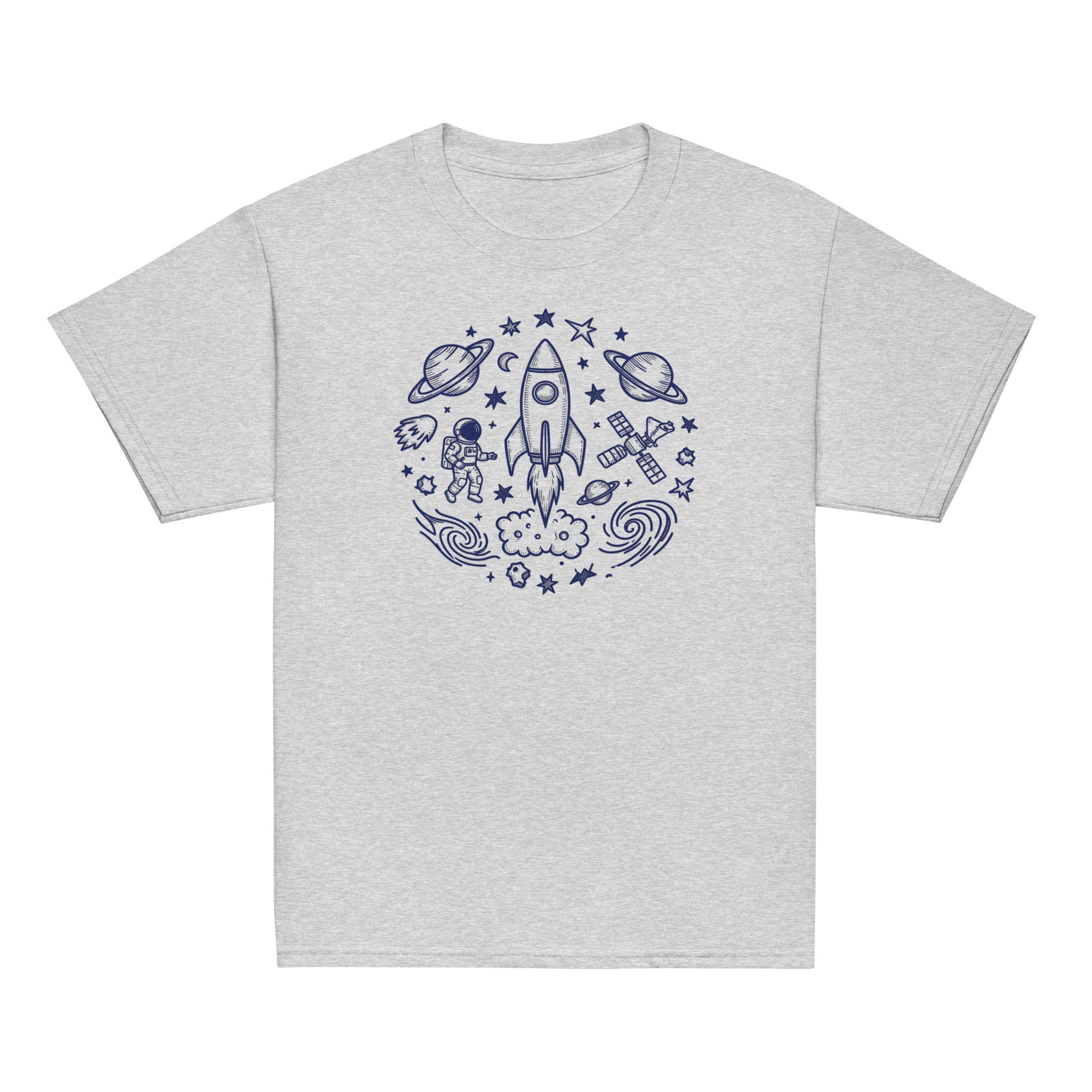 Deep Space Kids Tee - Sketchline Tees kids blue ink doodle T-shirt