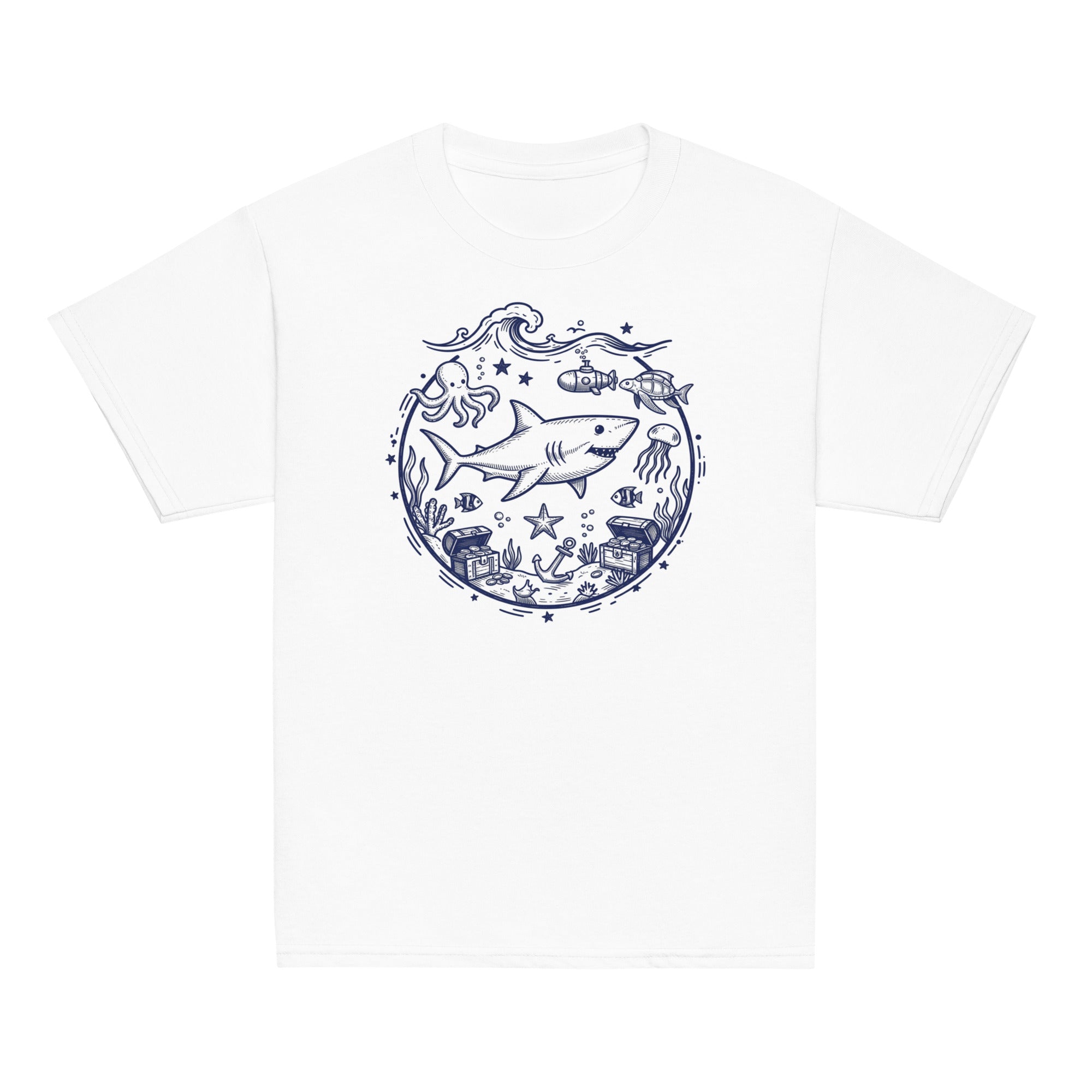 Under the Sea Kids Tee - Sketchline Tees kids blue ink doodle T-shirt